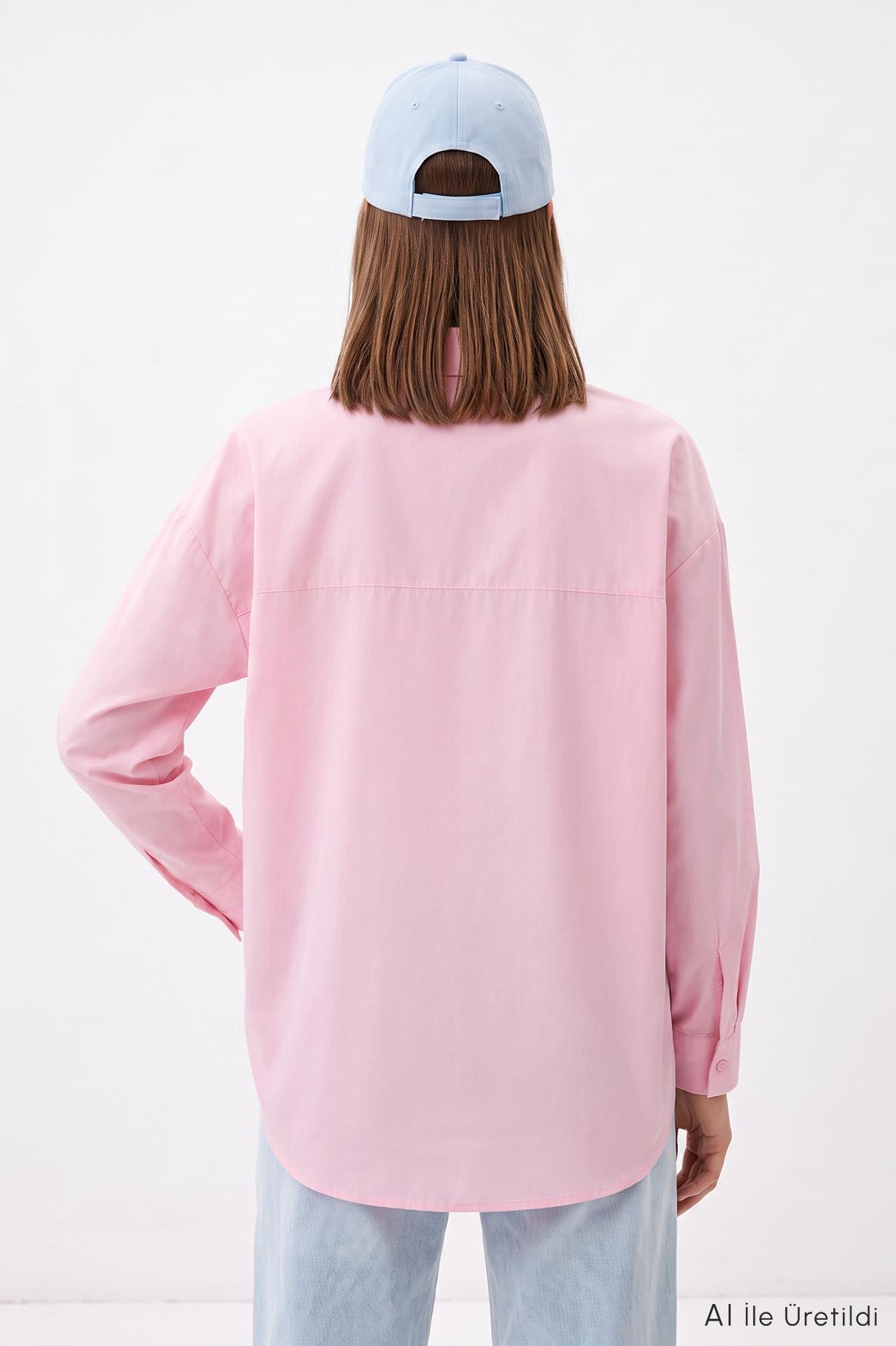 Pembe Cepli Oversize Uzun Basic Gömlek TCR 6256A - RAYS