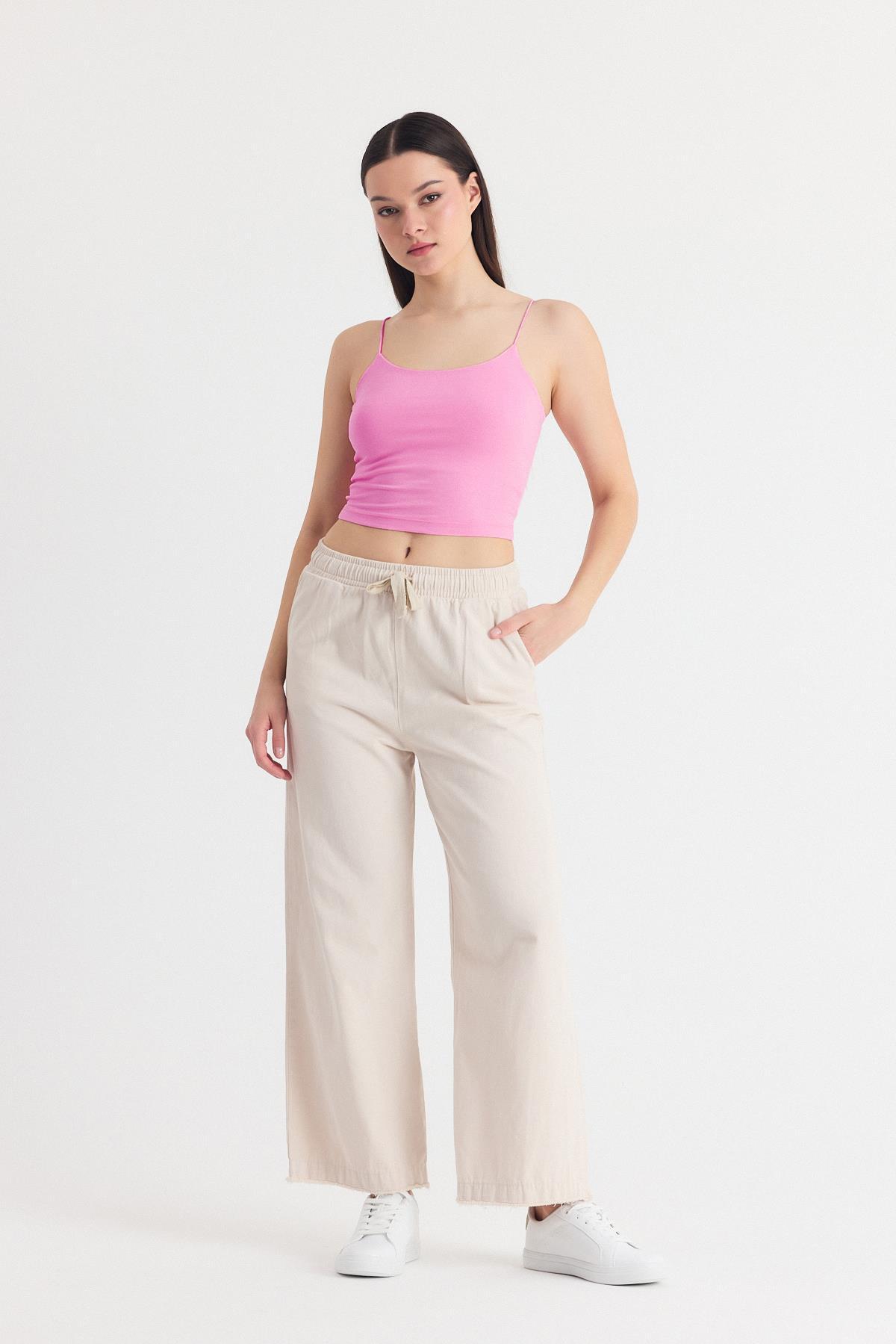 Pembe İnce Askılı Fitted Basic Atlet 947 - 3