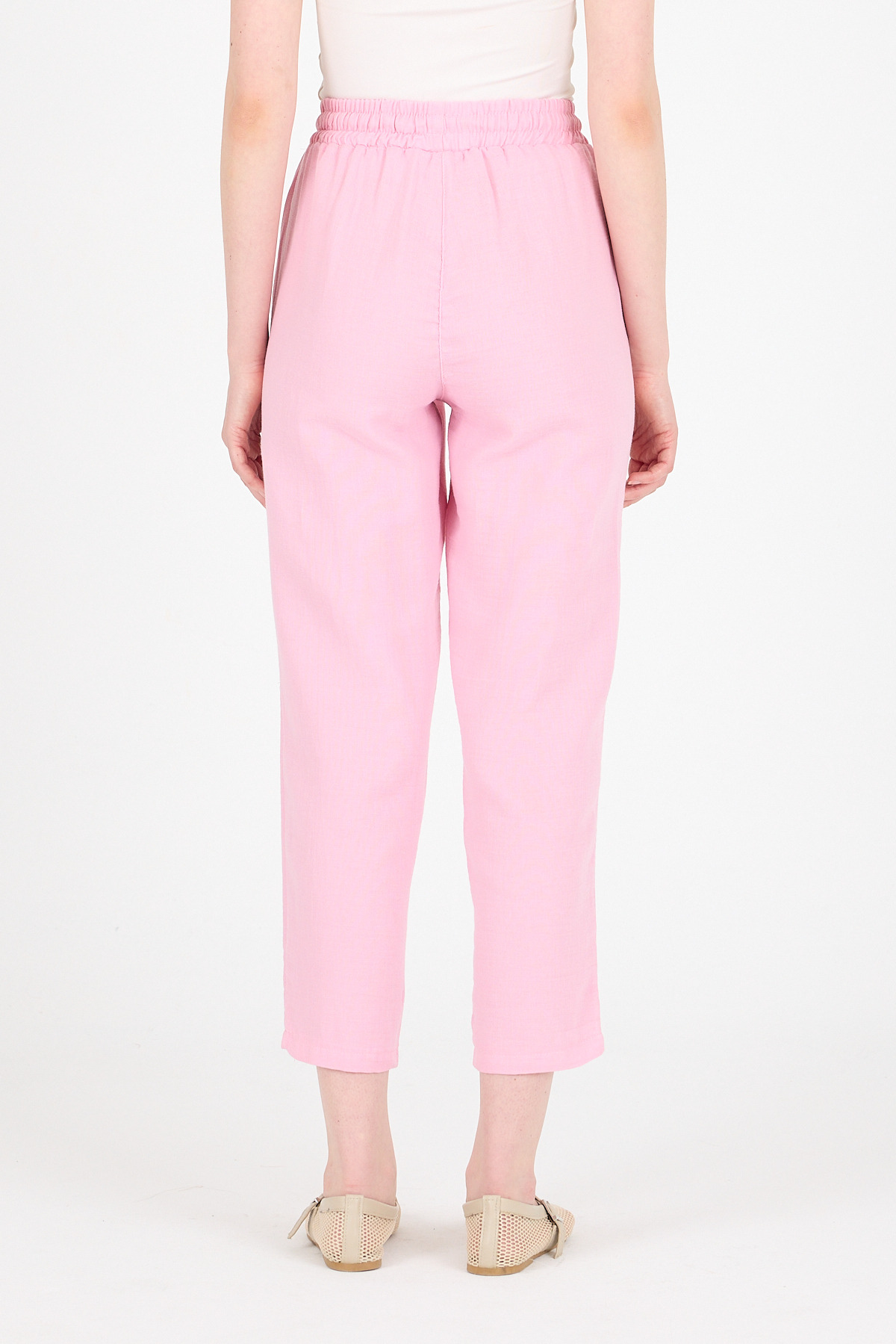 Pembe Müslin %100 Pamuk Beli Lastikli Pantolon 8055A - 5