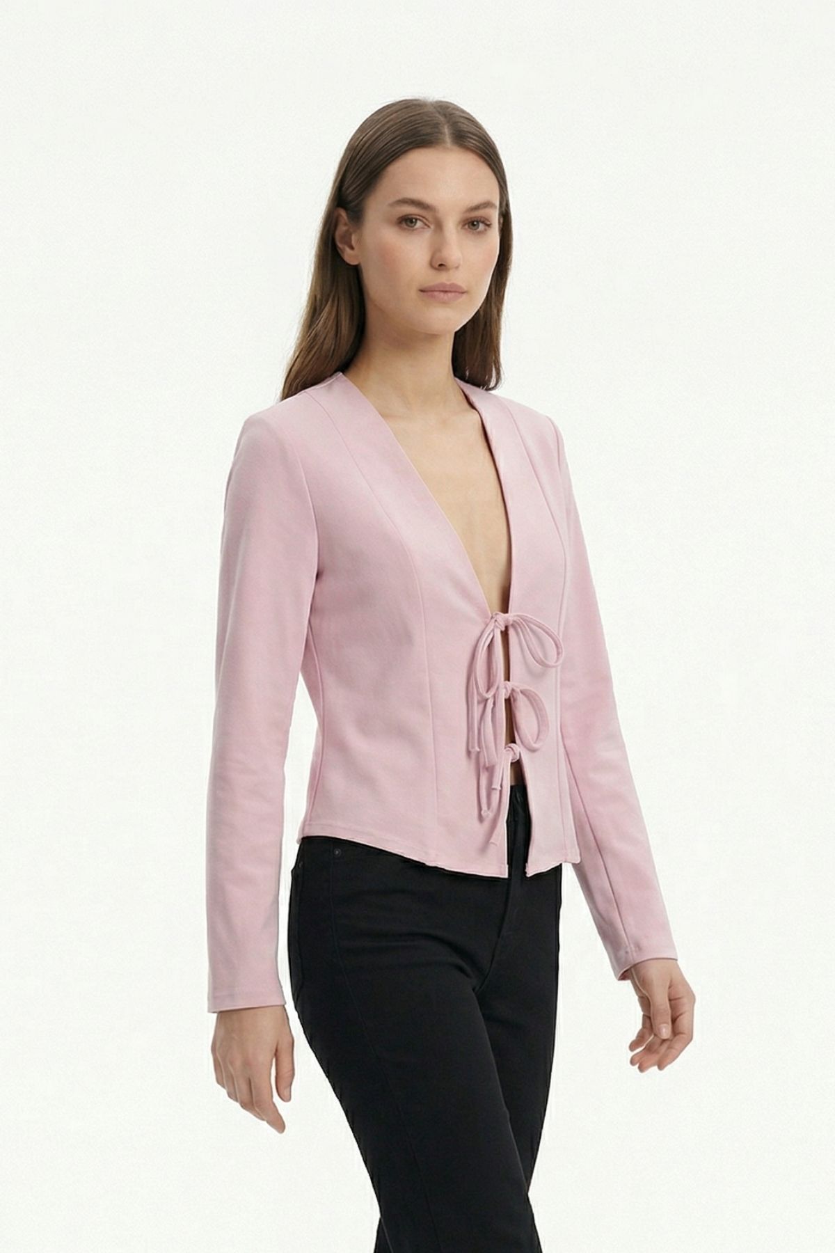 Pembe Pileli Bağlamalı Hırka 8142 - RAYS (1)