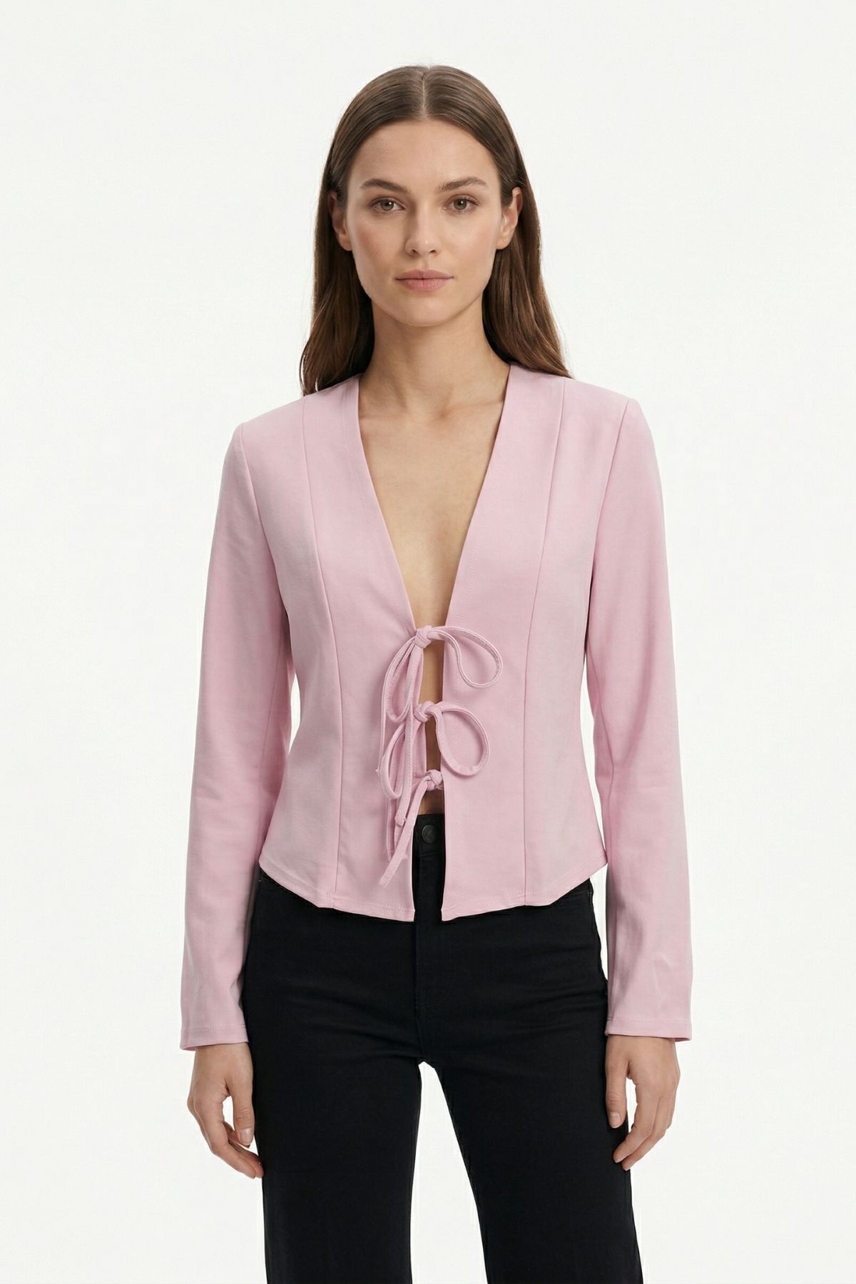 Pembe Pileli Bağlamalı Hırka 8142 - 3