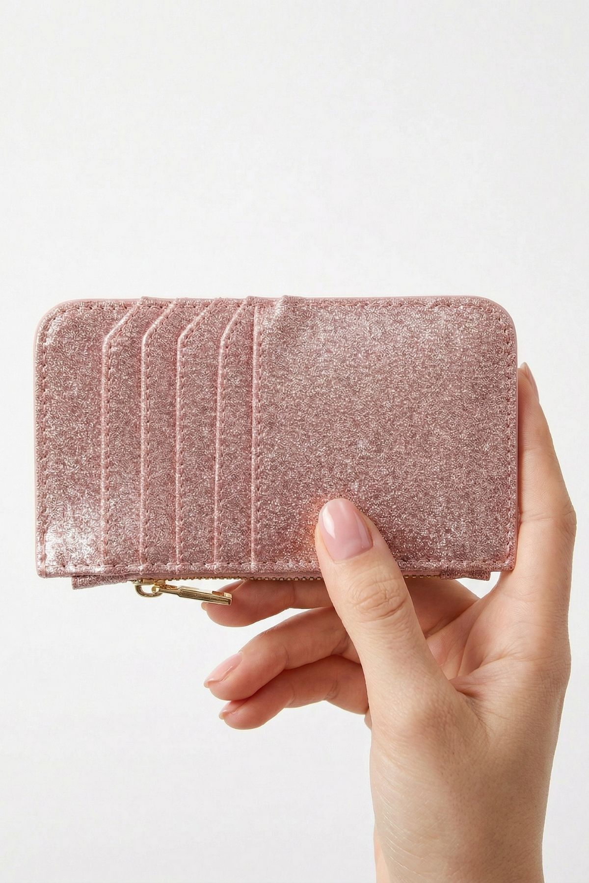 Pembe Simli Fermuar Detaylı Dikey Kartlık 234 - 1