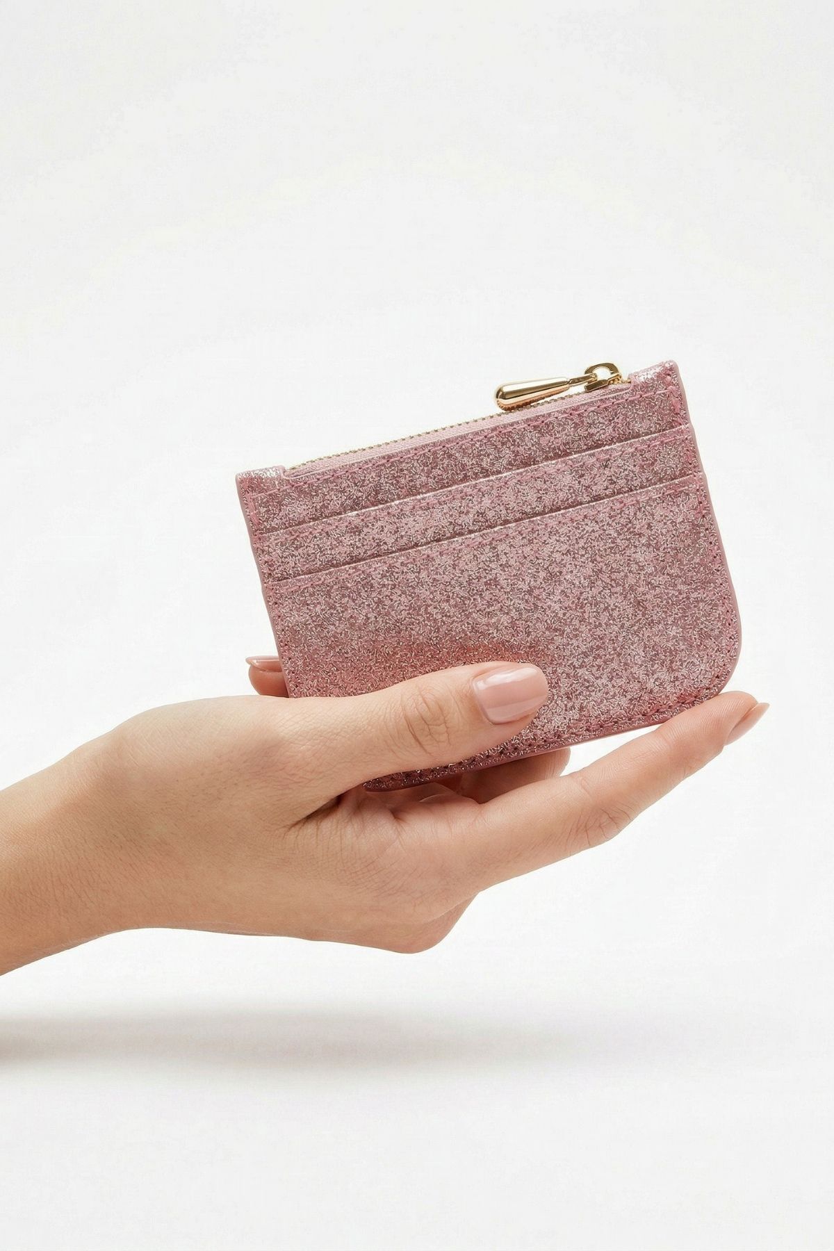 Pembe Simli Fermuar Detaylı Yatay Kartlık 247 