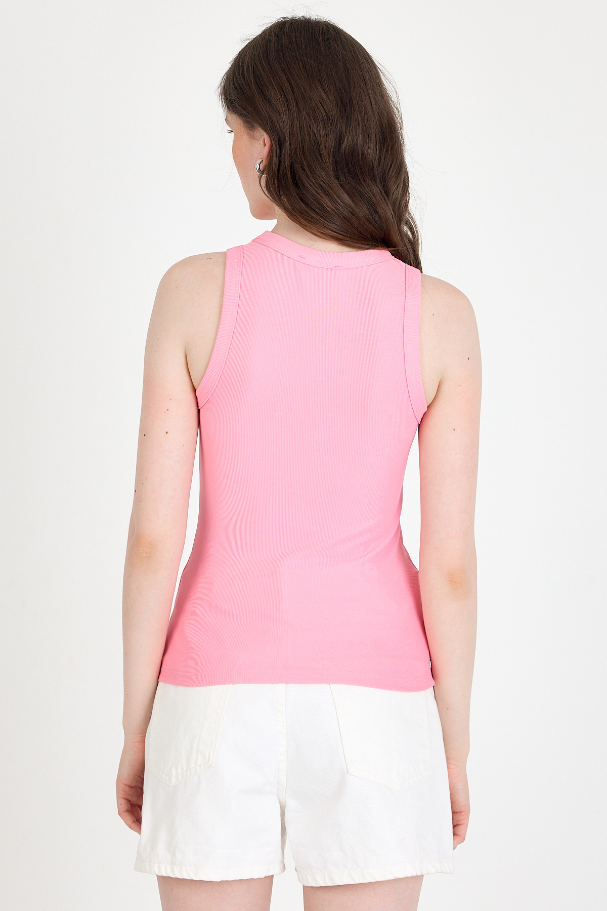 Pembe Taş İşleme Detaylı Halter Yaka Örme Atlet 0349 - 5