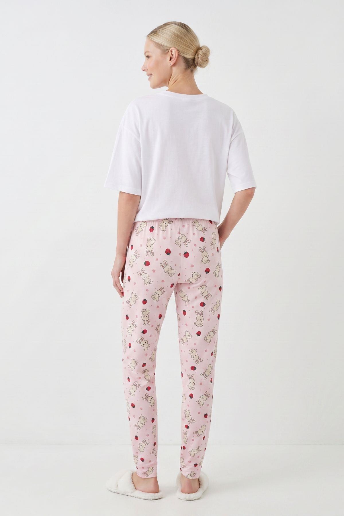 Tavşan Desen Pijama 6453 Pembe - RAYS