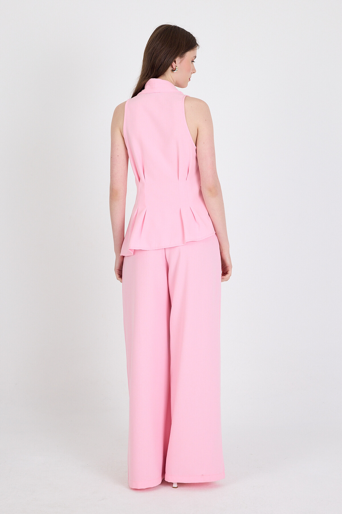 Pembe Yelekli Kemerli Pantolon Takım 5254 - 5