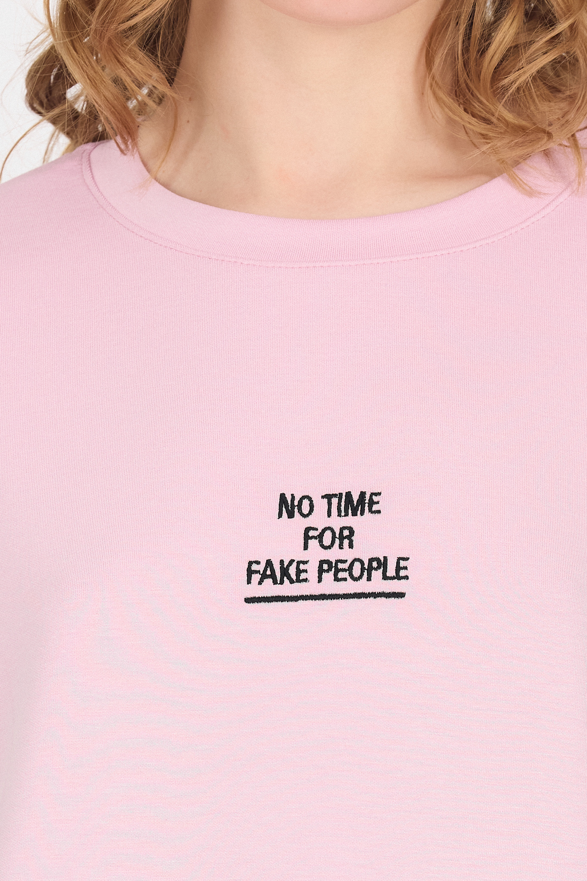 Pembe Yumuşak Dokulu Yazı Baskılı Oversize Tişört 6265 - 4