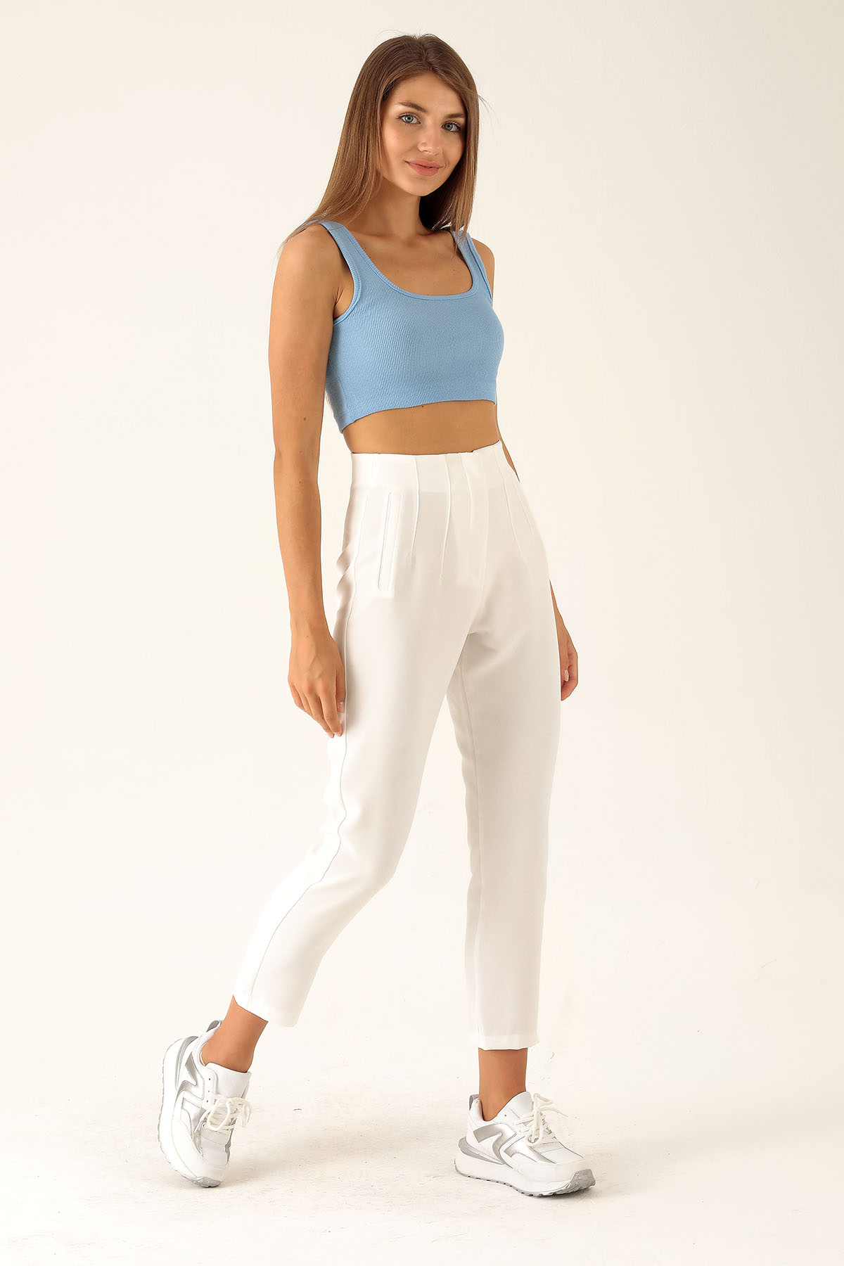 Pens Detaylı Bayan Pantolon - 1010 Ekru - 2