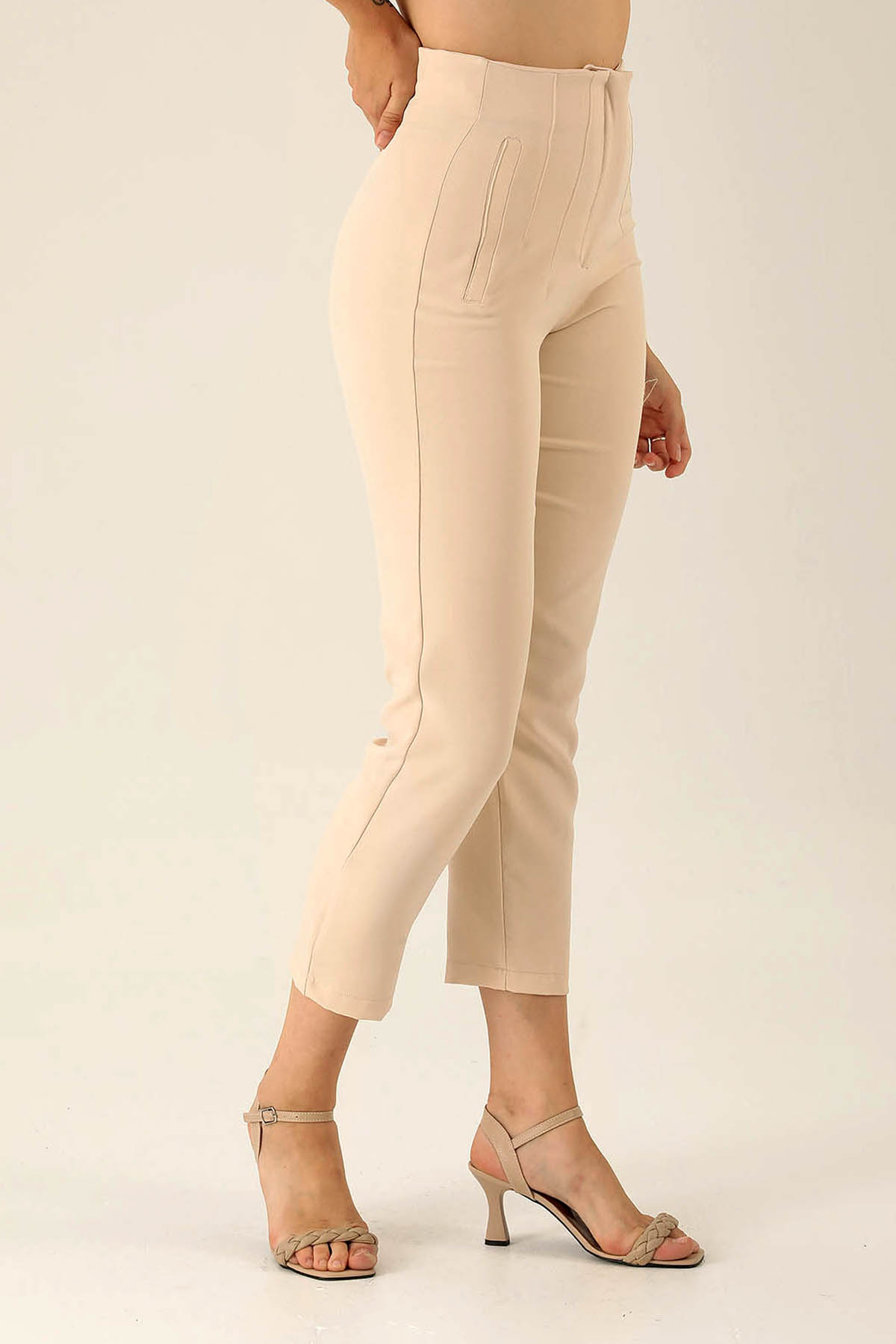 Pens Detaylı Bayan Pantolon - 1010 Taş - 4