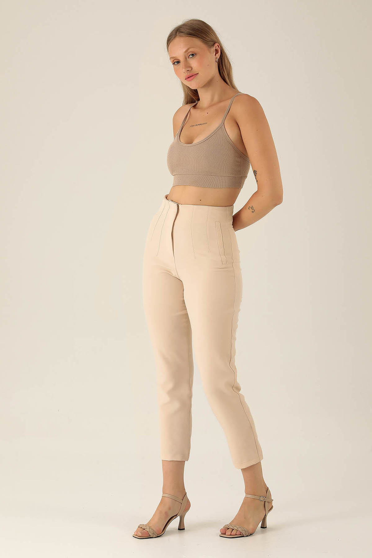 Pens Detaylı Bayan Pantolon - 1010 Taş 