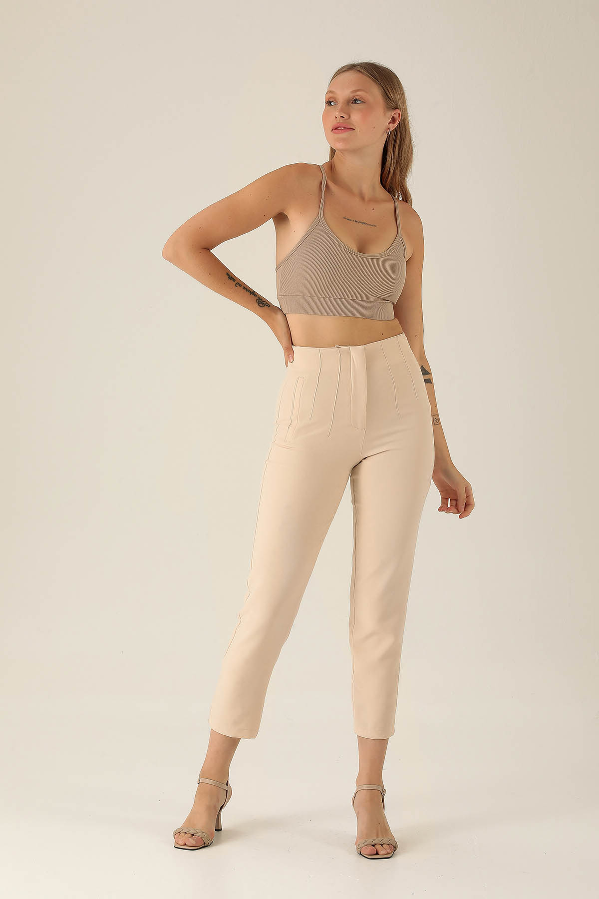 Pens Detaylı Bayan Pantolon - 1010 Taş - 2