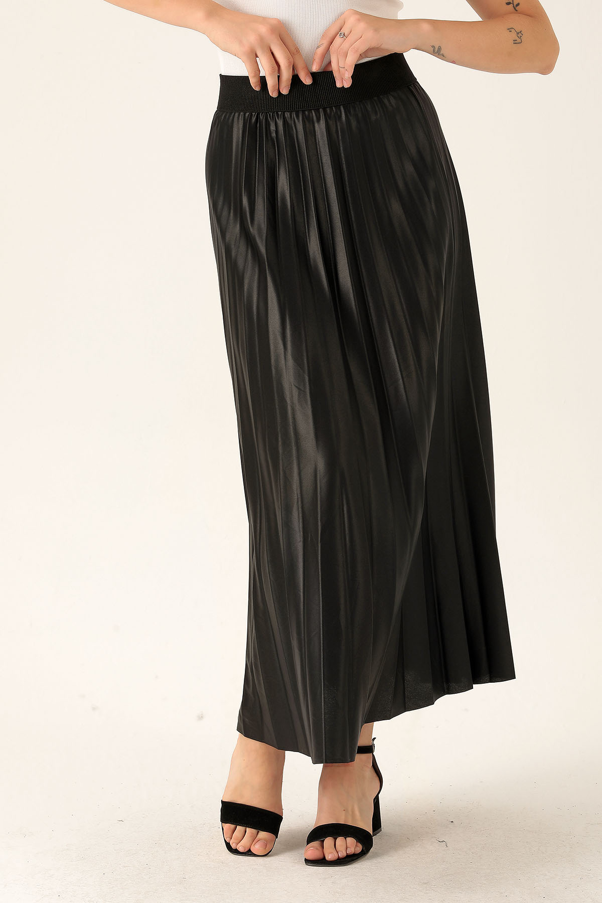 Pliseli Uzun Etek - 1340 Siyah - 3