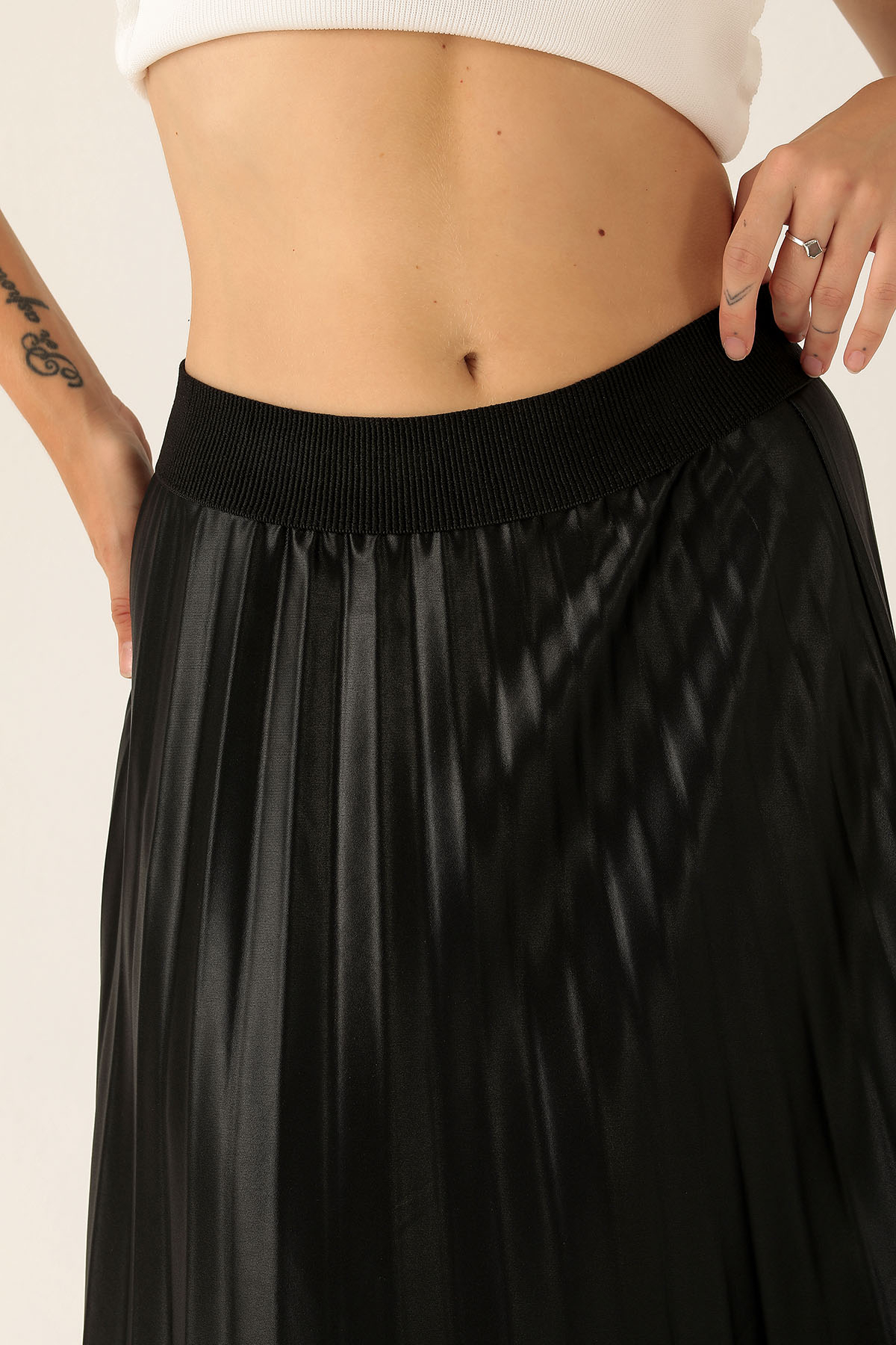 Pliseli Uzun Etek - 1340 Siyah - 6