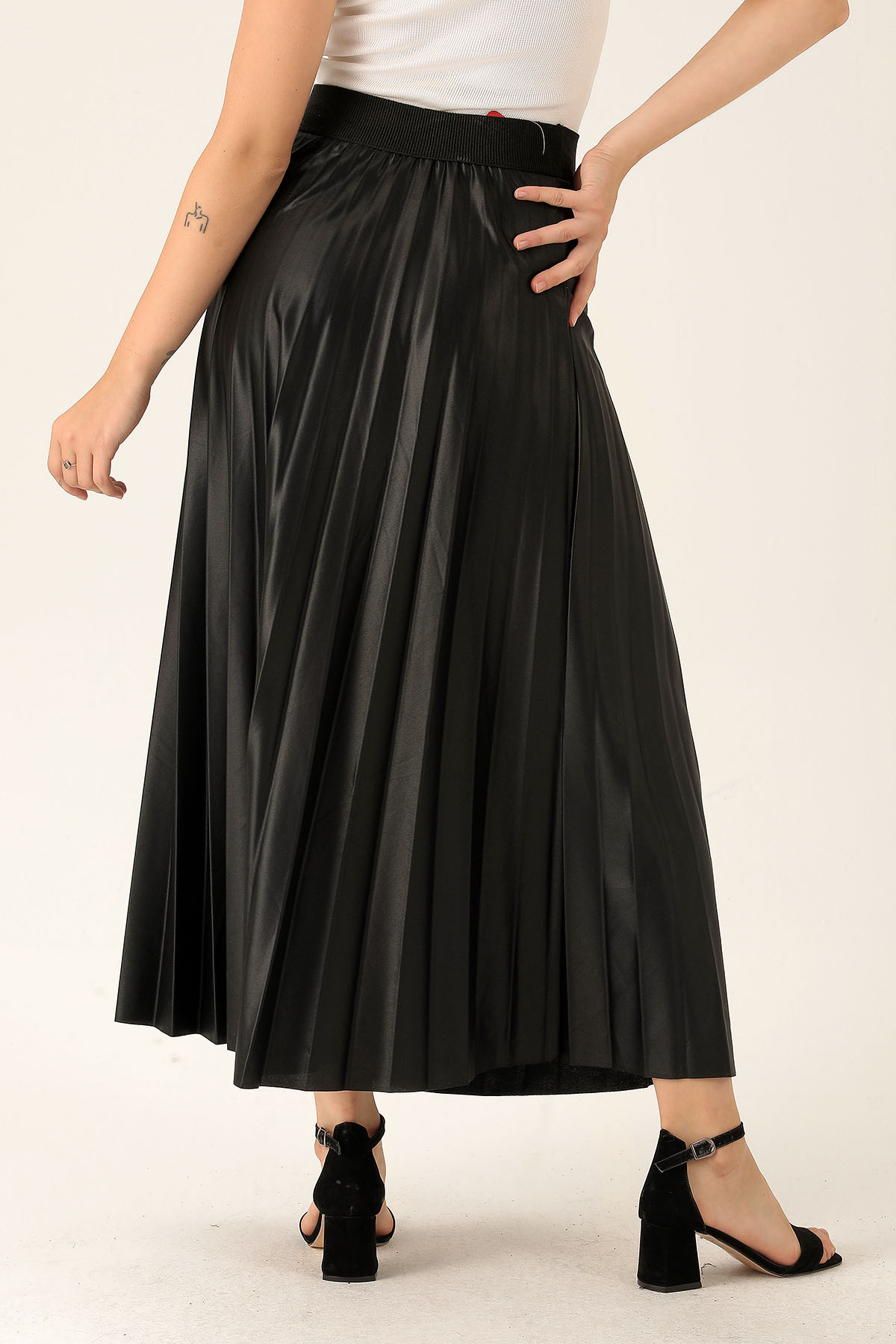 Pliseli Uzun Etek - 1340 Siyah - 5