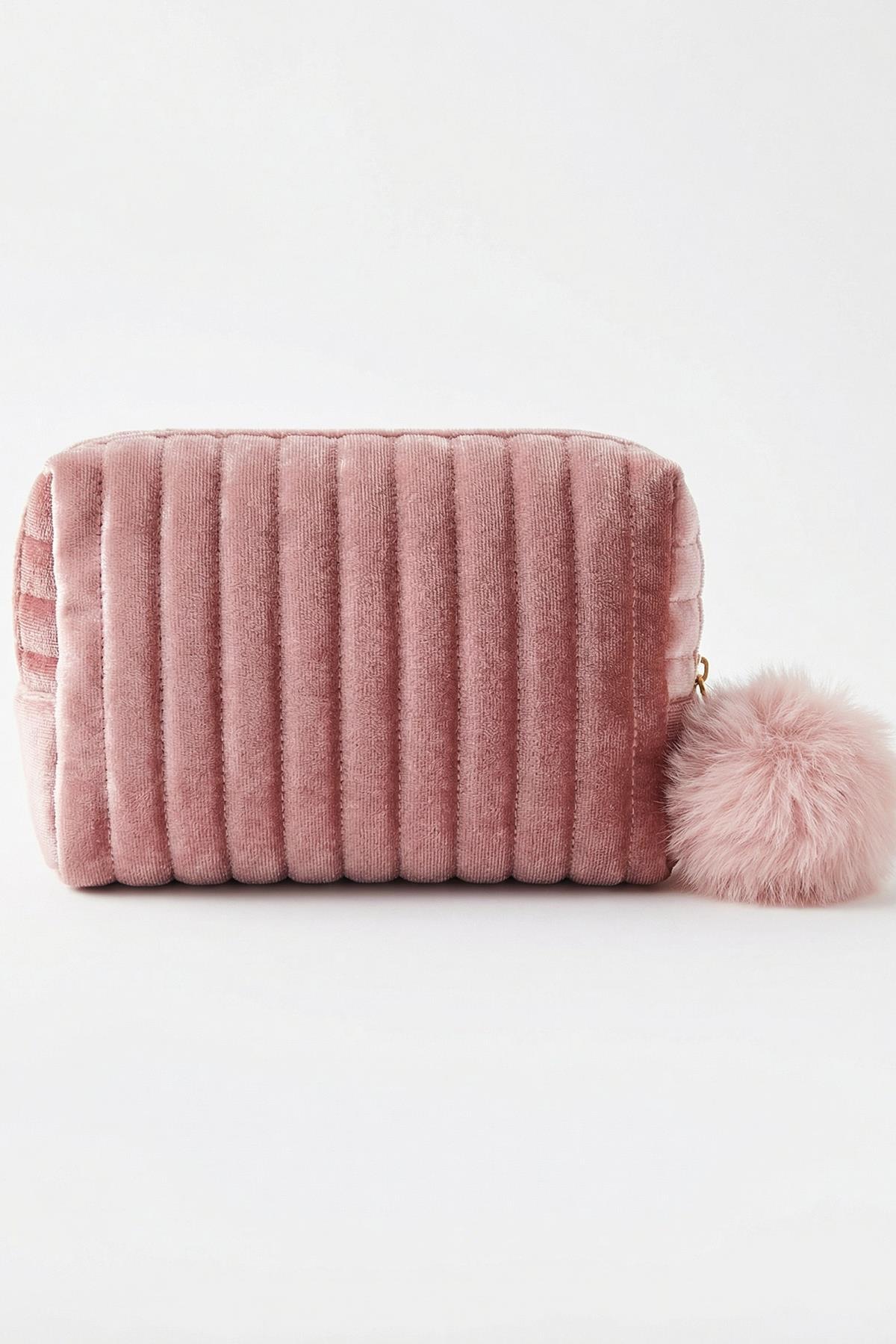  Ponponlu Makyaj Çantası Pembe 9230 - RAYS
