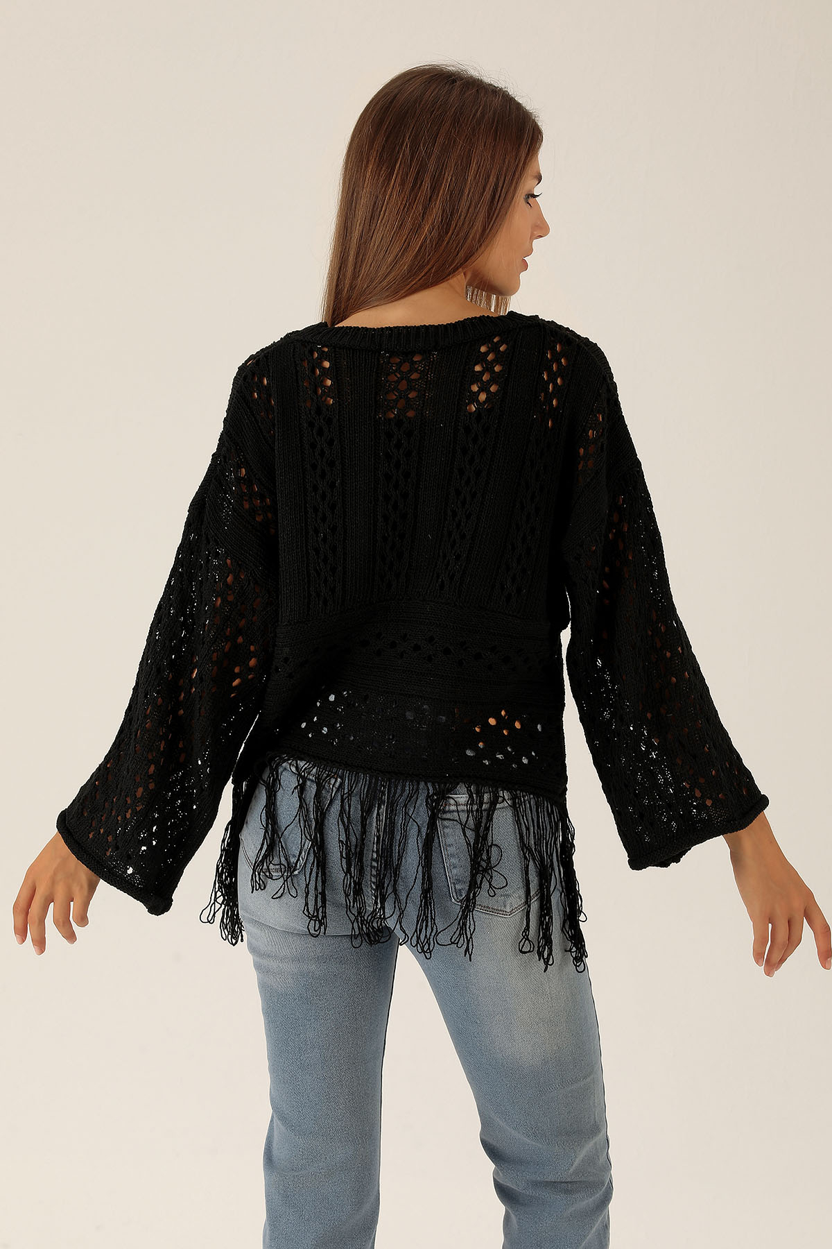 Püskül Detaylı Bayan Kazak - 1527 Siyah - 3