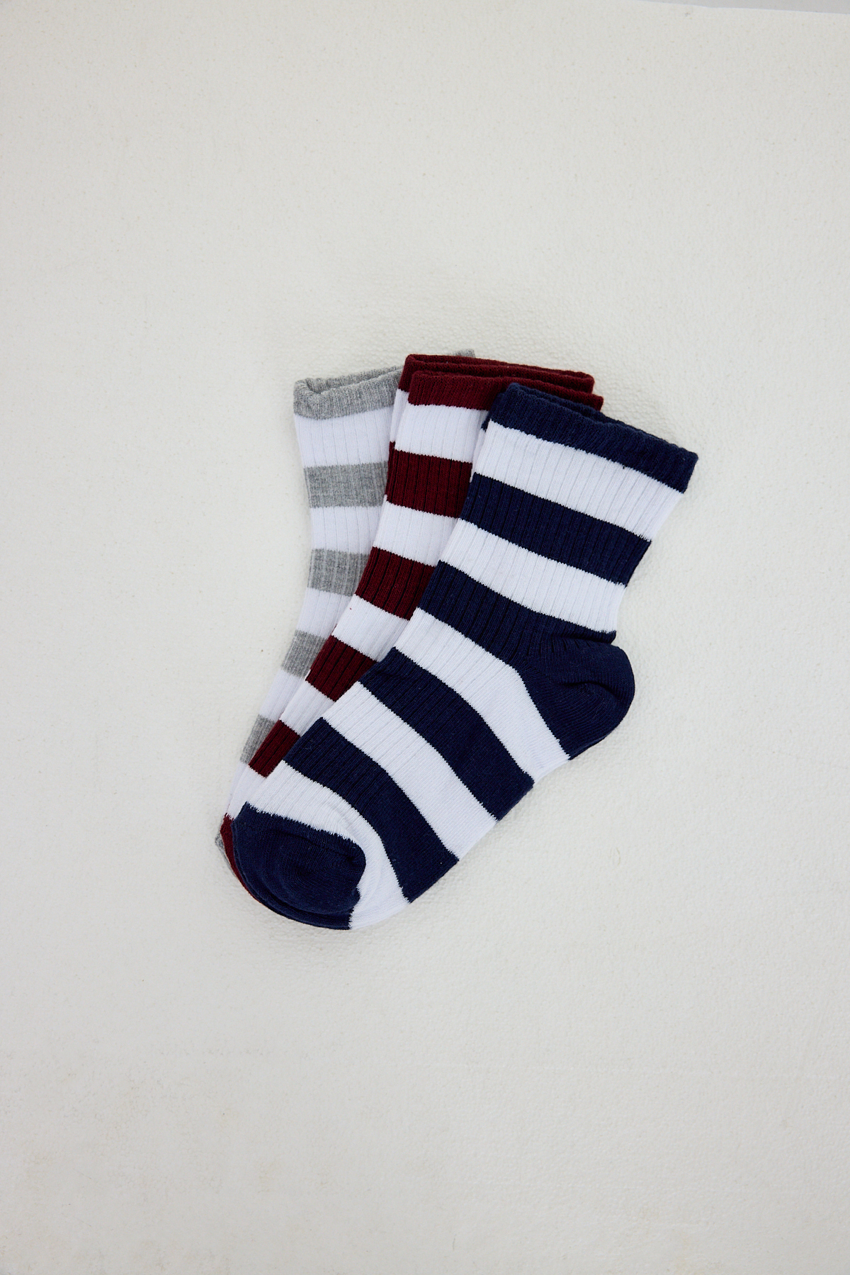 Renkli 3'lü Çizgili Soket Çorap 1022 - 2