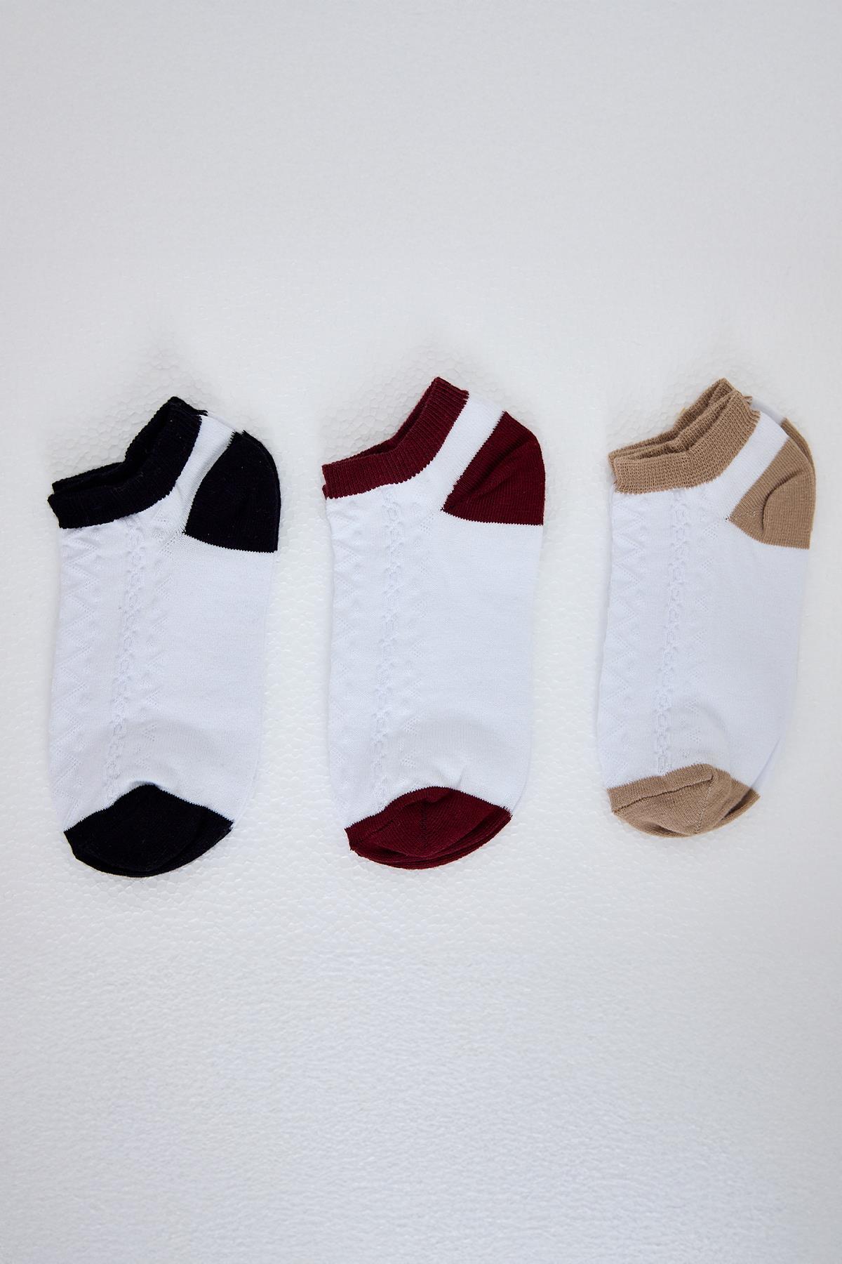 Renkli 3'lü Örme Patik Çorap 1206 - RAYS