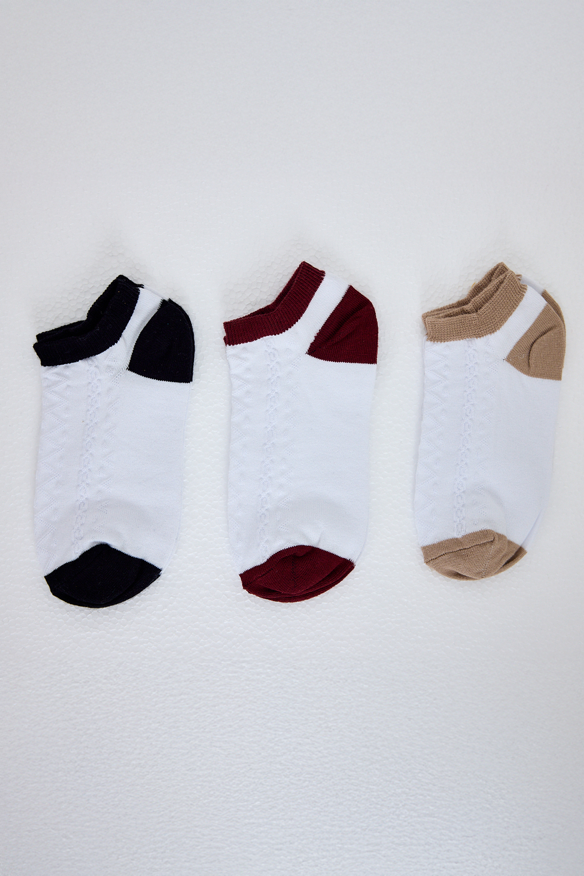 Renkli 3'lü Örme Patik Çorap 1206 - RAYS