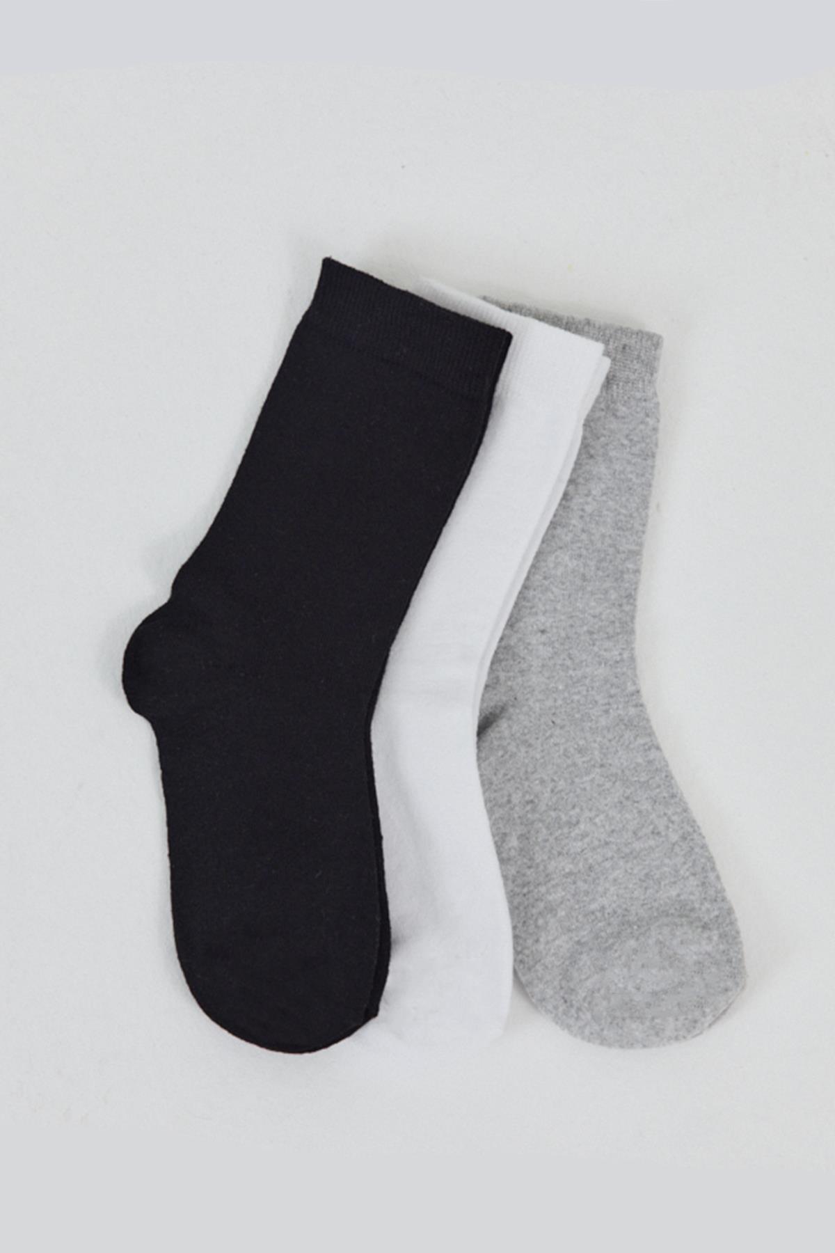 Renkli 3'lü Örme Soket Çorap 1021 - RAYS