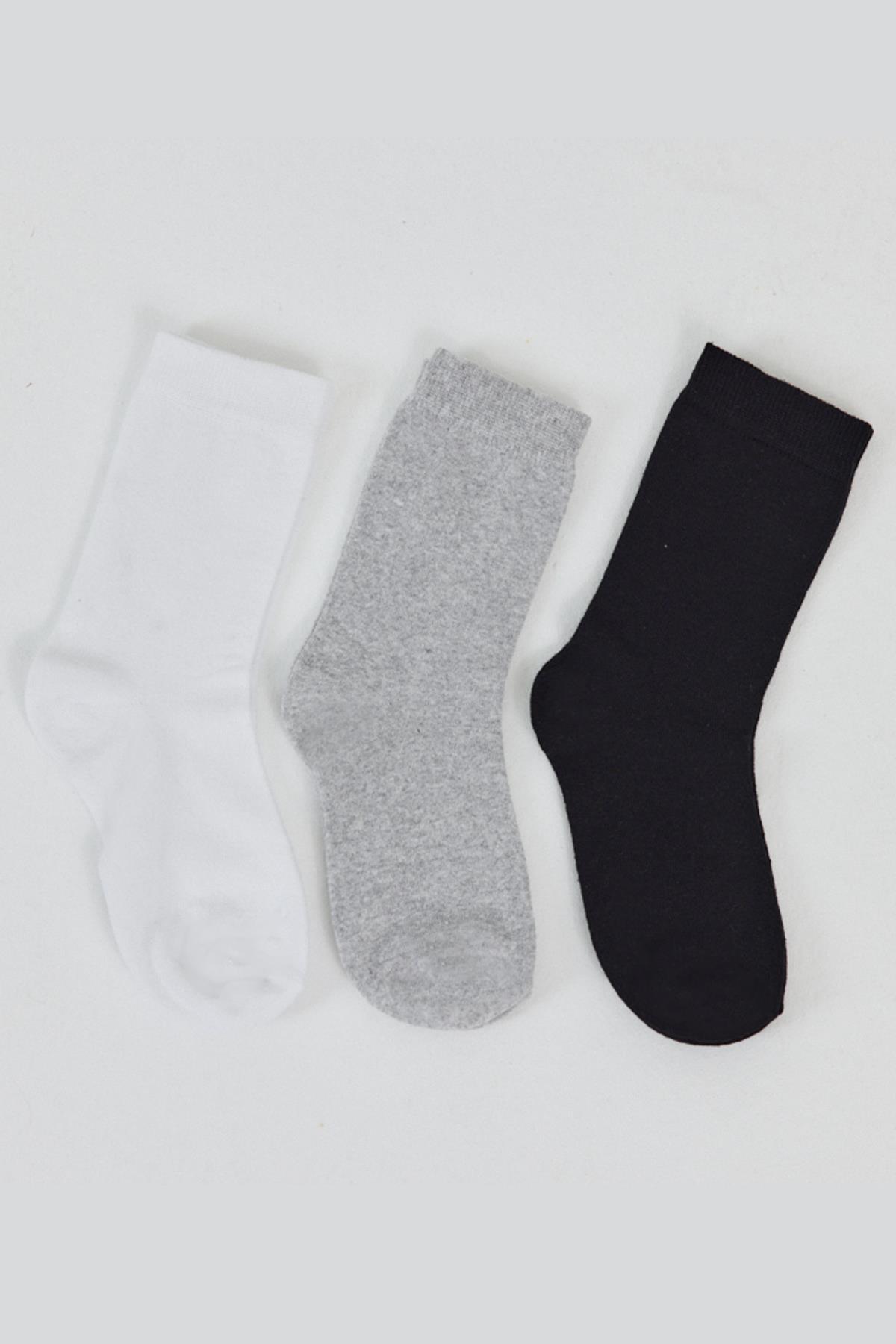 Renkli 3'lü Örme Soket Çorap 1021 - 2