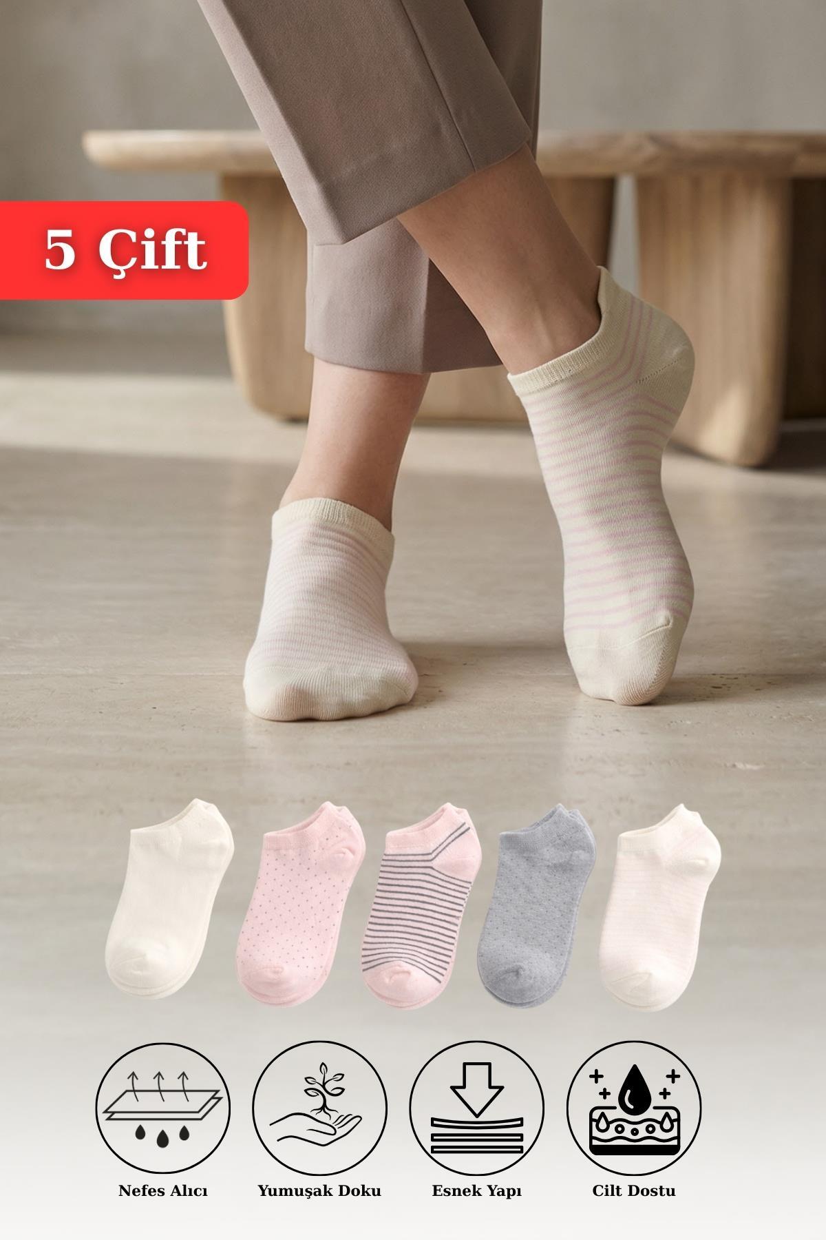 Renkli 5'li Desenli Örme Çorap 1210 - 1