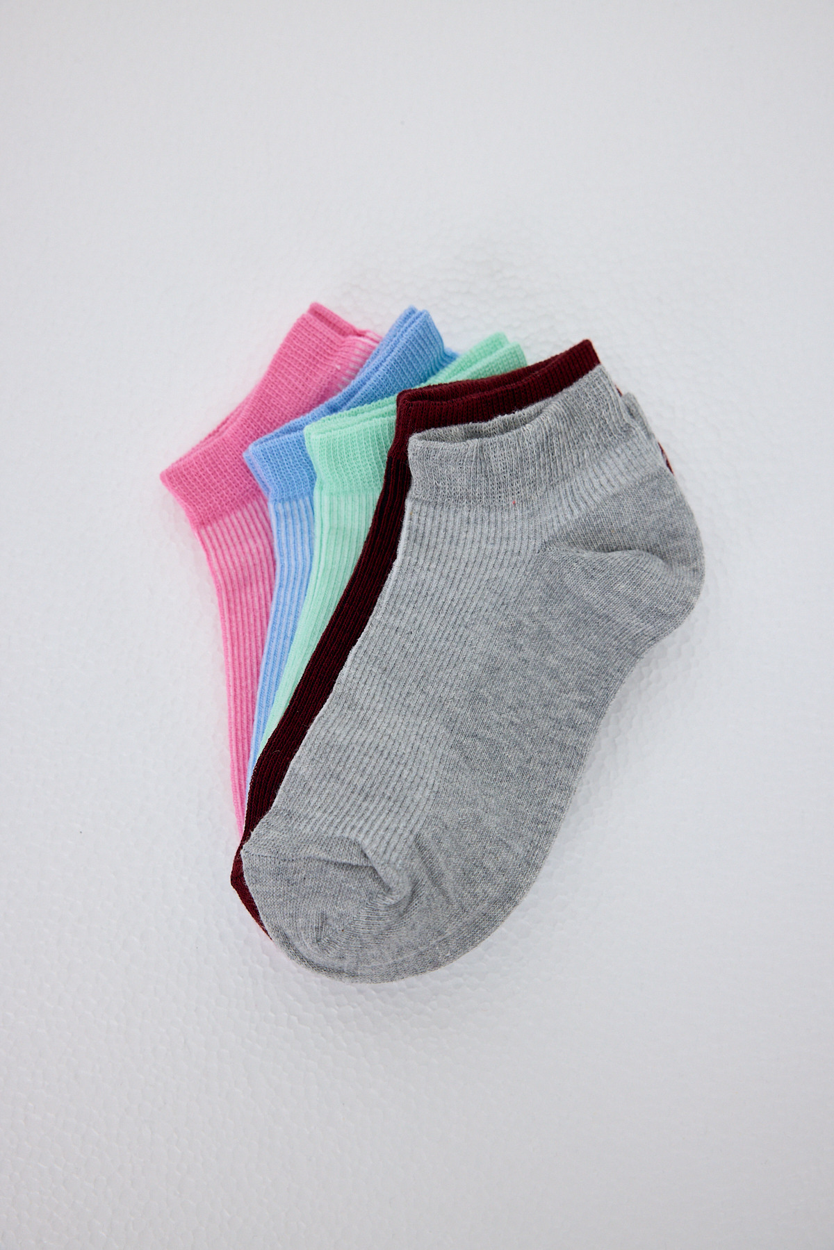Renkli 5'li Örme Patik Çorap 1201 