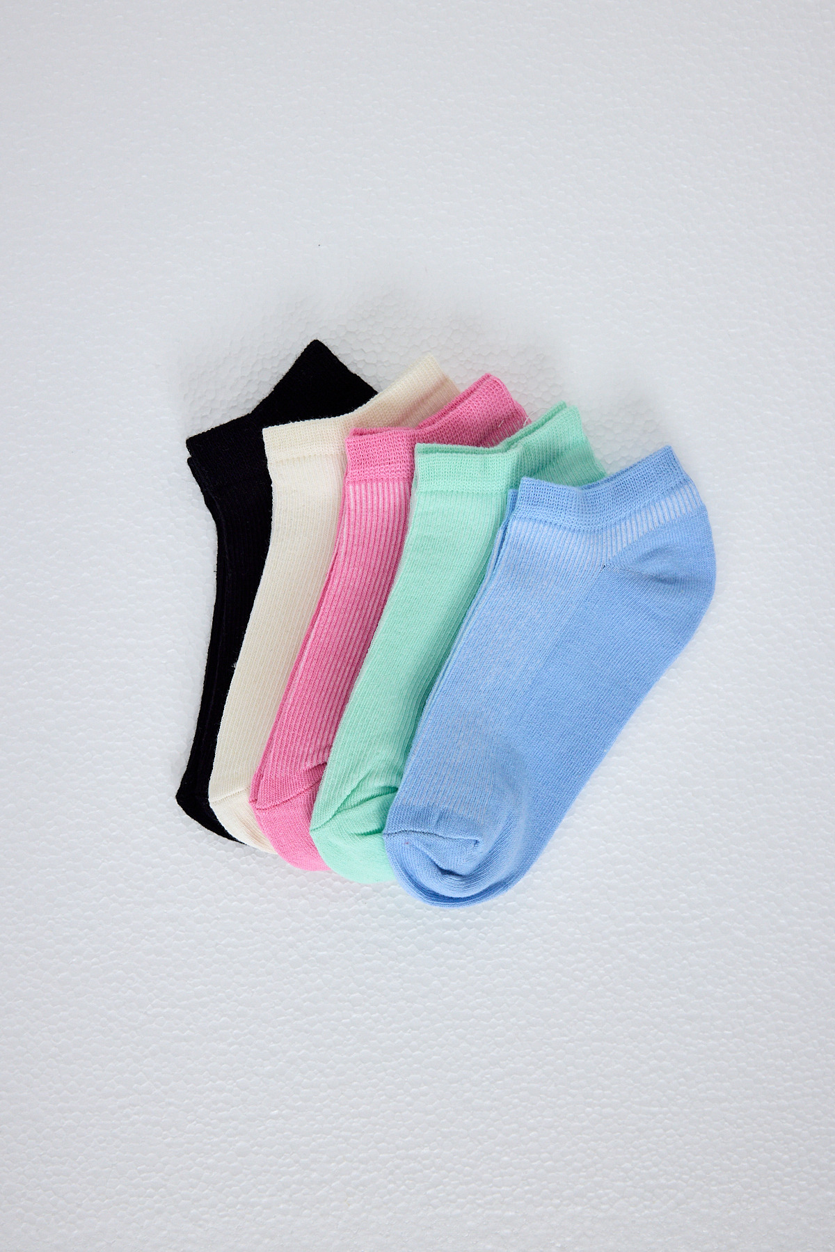 Renkli 5'li Örme Patik Çorap 1202 - 1