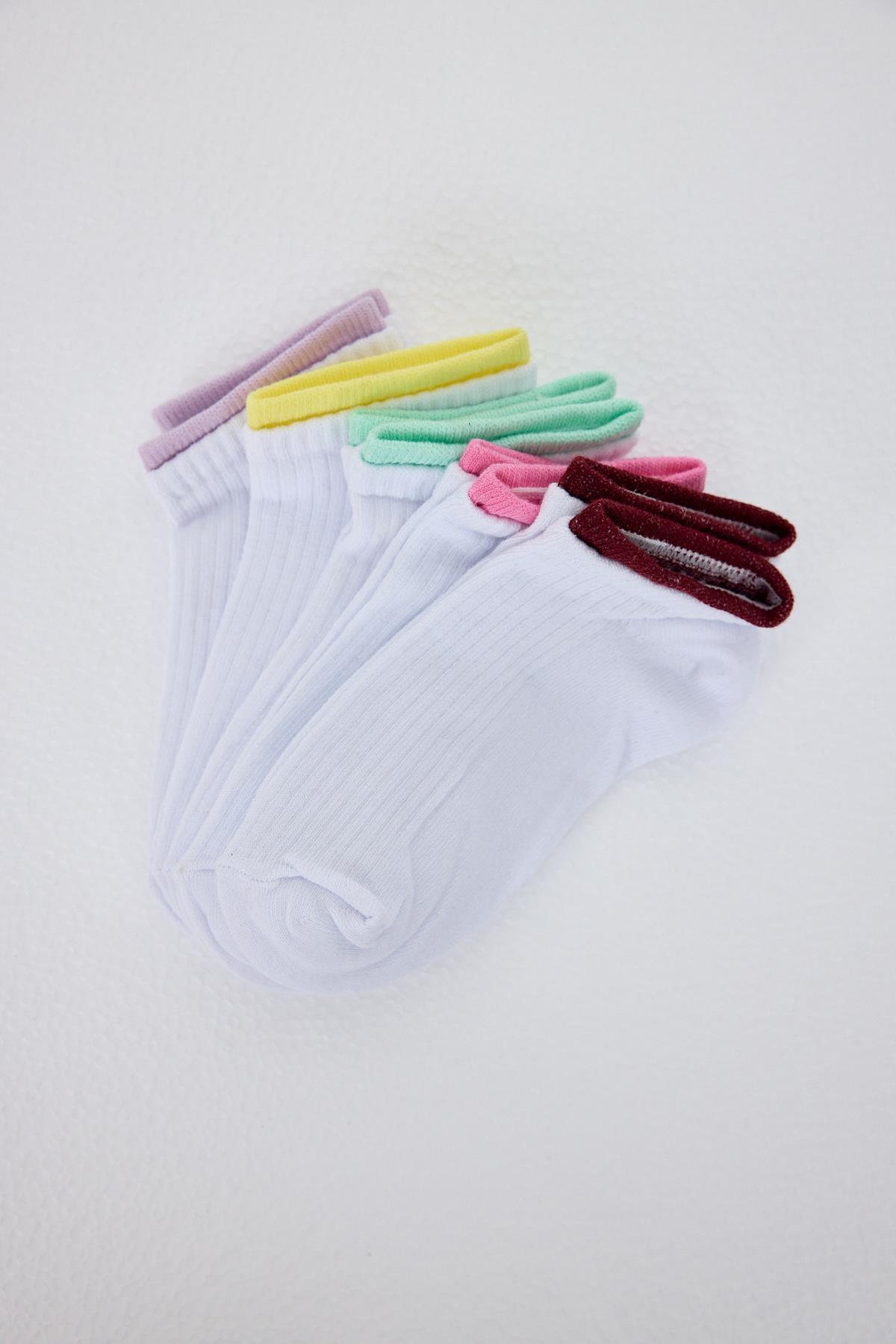 Renkli 5'li Örme Patik Çorap 1208 - 2