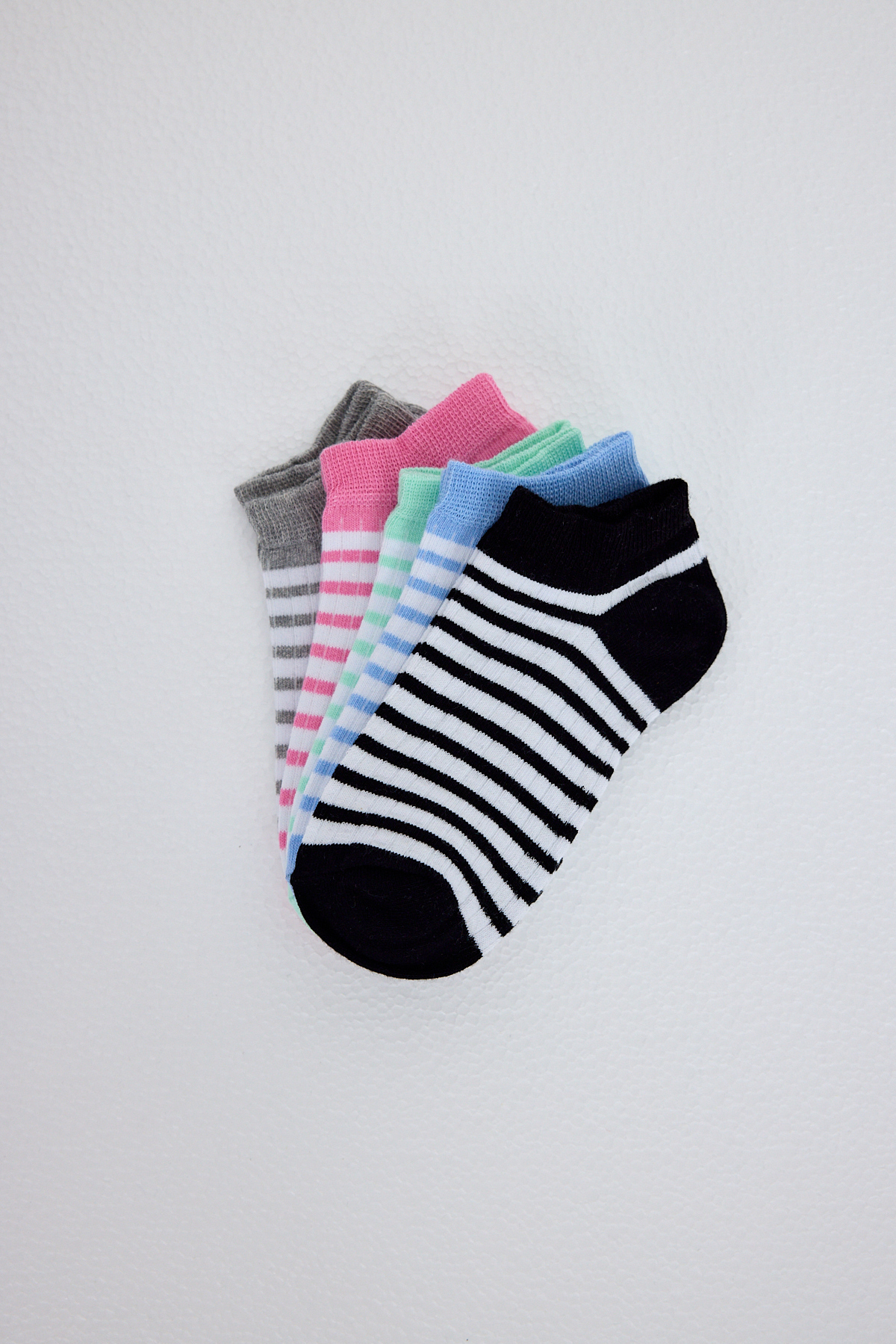 Renkli Çizgili 5'li Örme Patik Çorap 1203 