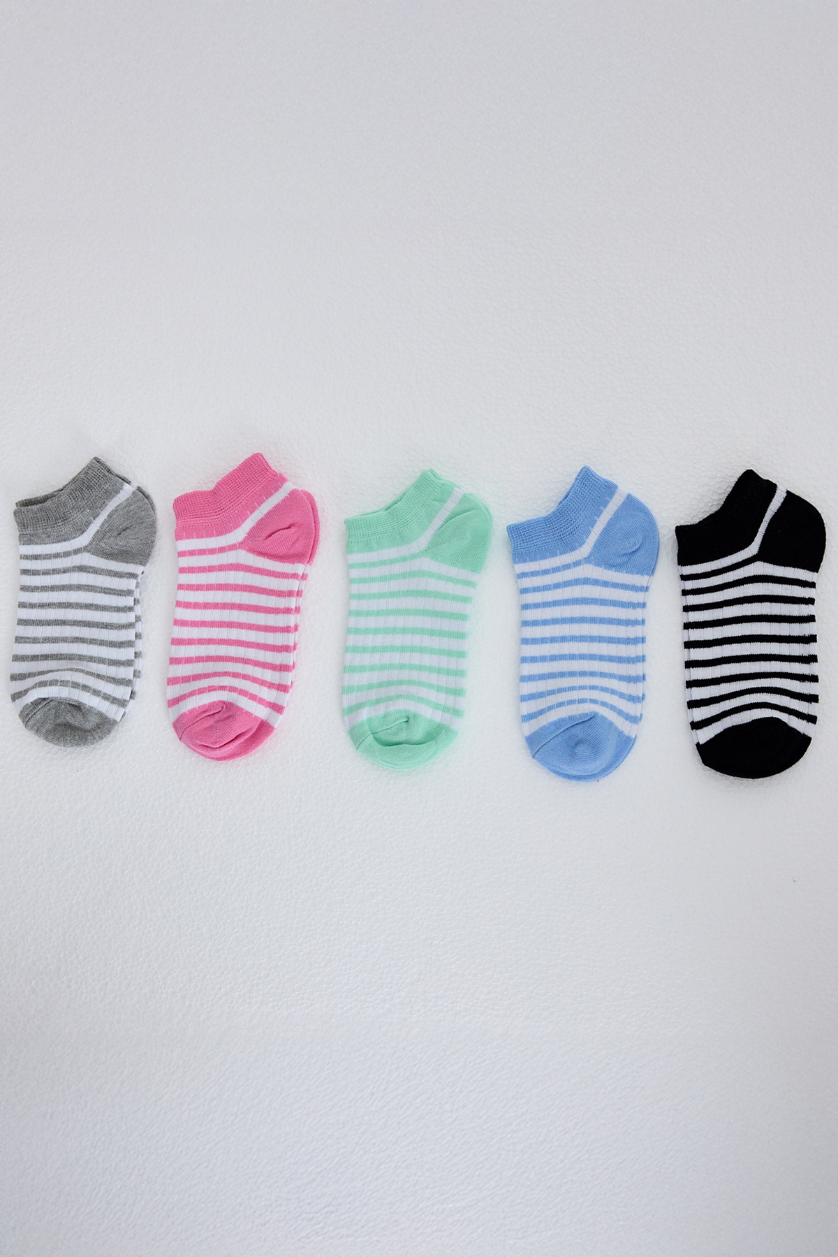 Renkli Çizgili 5'li Örme Patik Çorap 1203 - 2