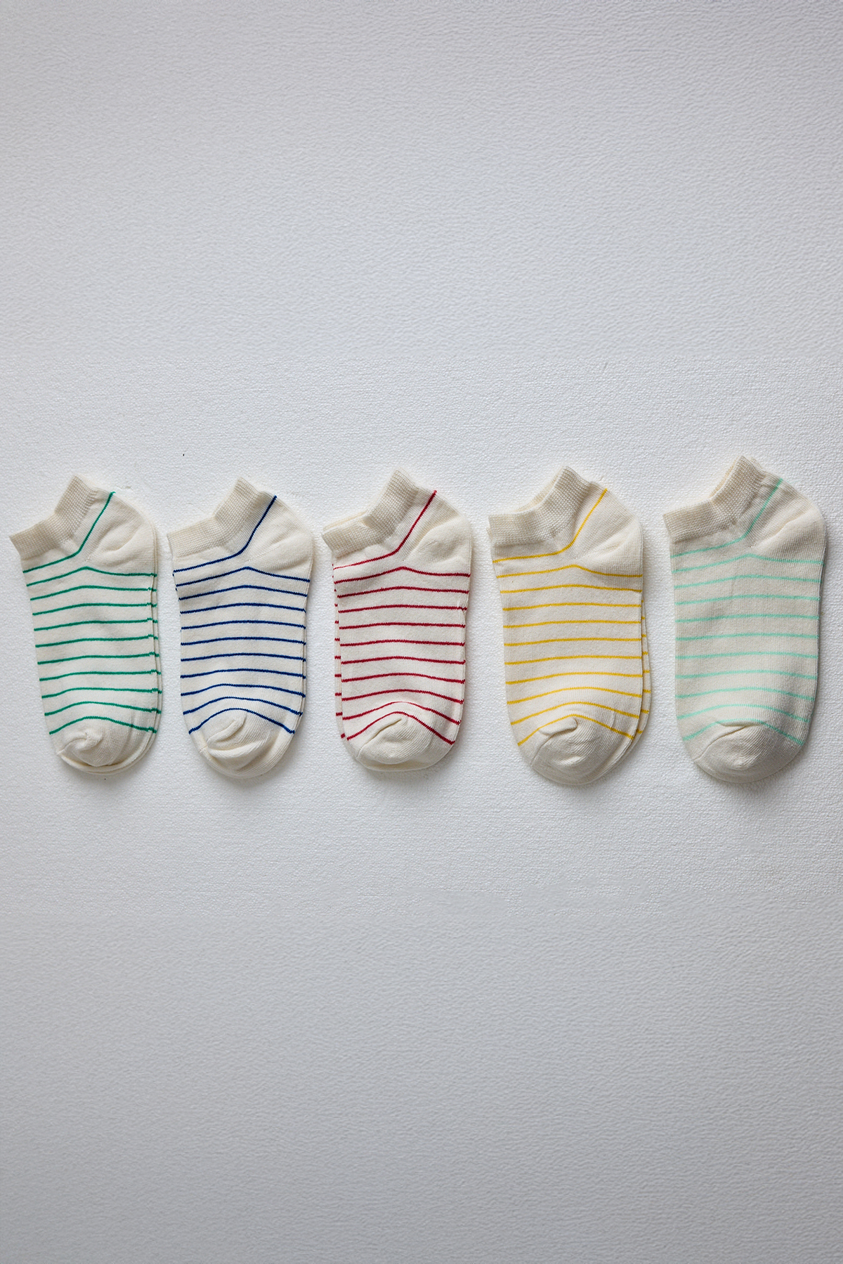 Renkli Çizgili 5'li Örme Patik Çorap 1205 - RAYS