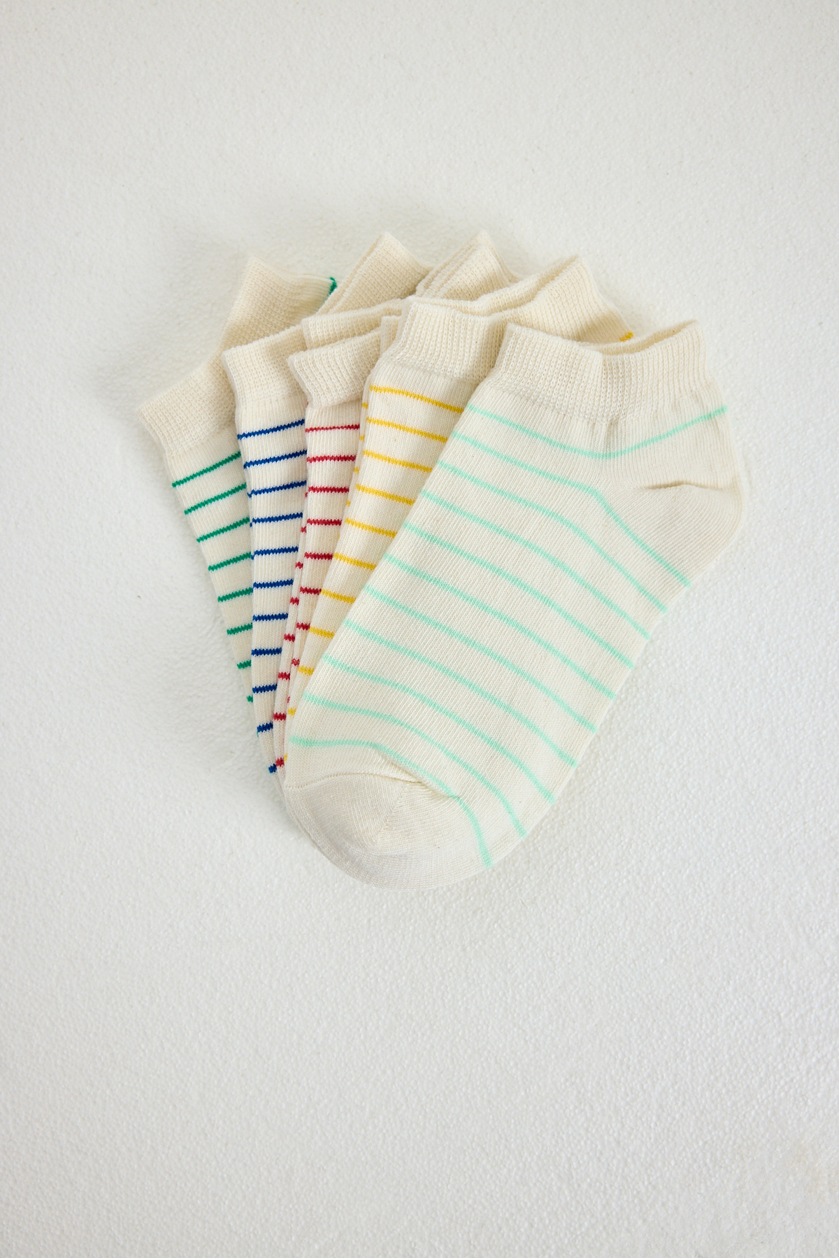 Renkli Çizgili 5'li Örme Patik Çorap 1205 - 1