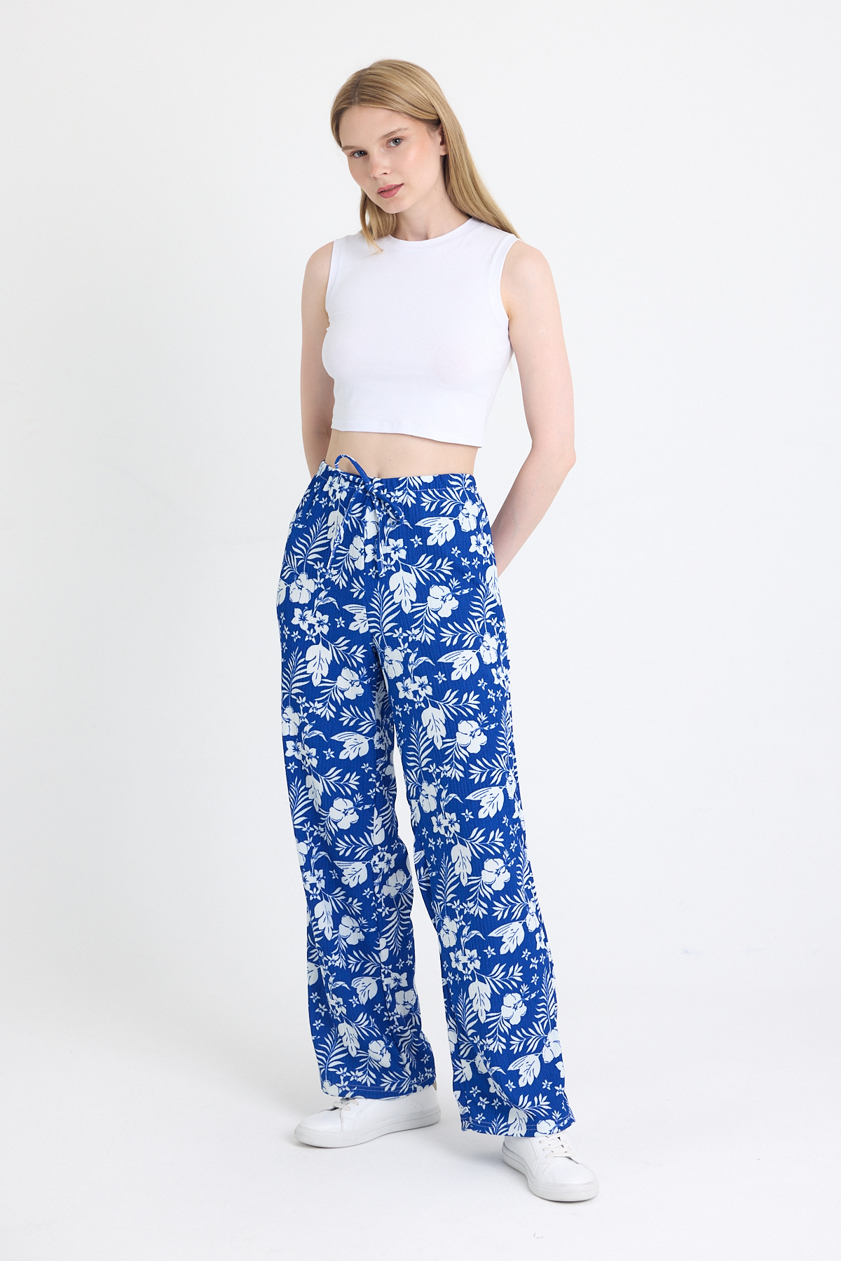 Saks Bel Lastikli Desenli Pantolon 4725A - RAYS