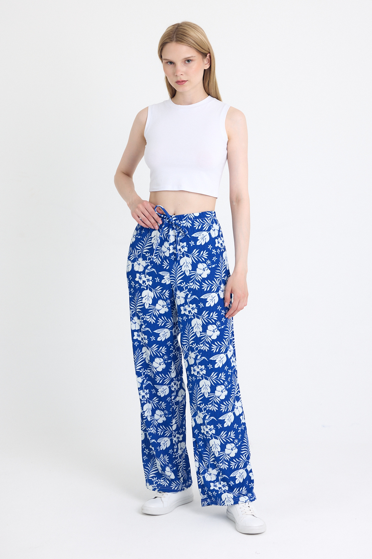 Saks Bel Lastikli Desenli Pantolon 4725A - 6