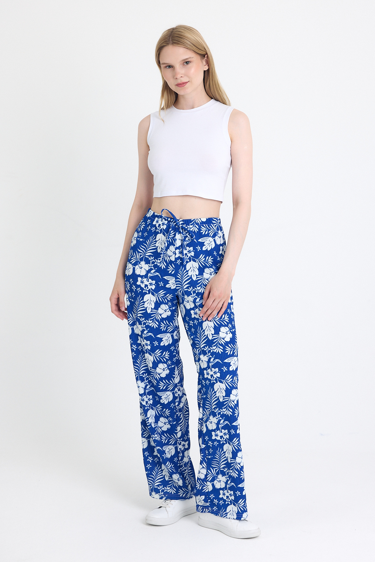 Saks Bel Lastikli Desenli Pantolon 4725A 