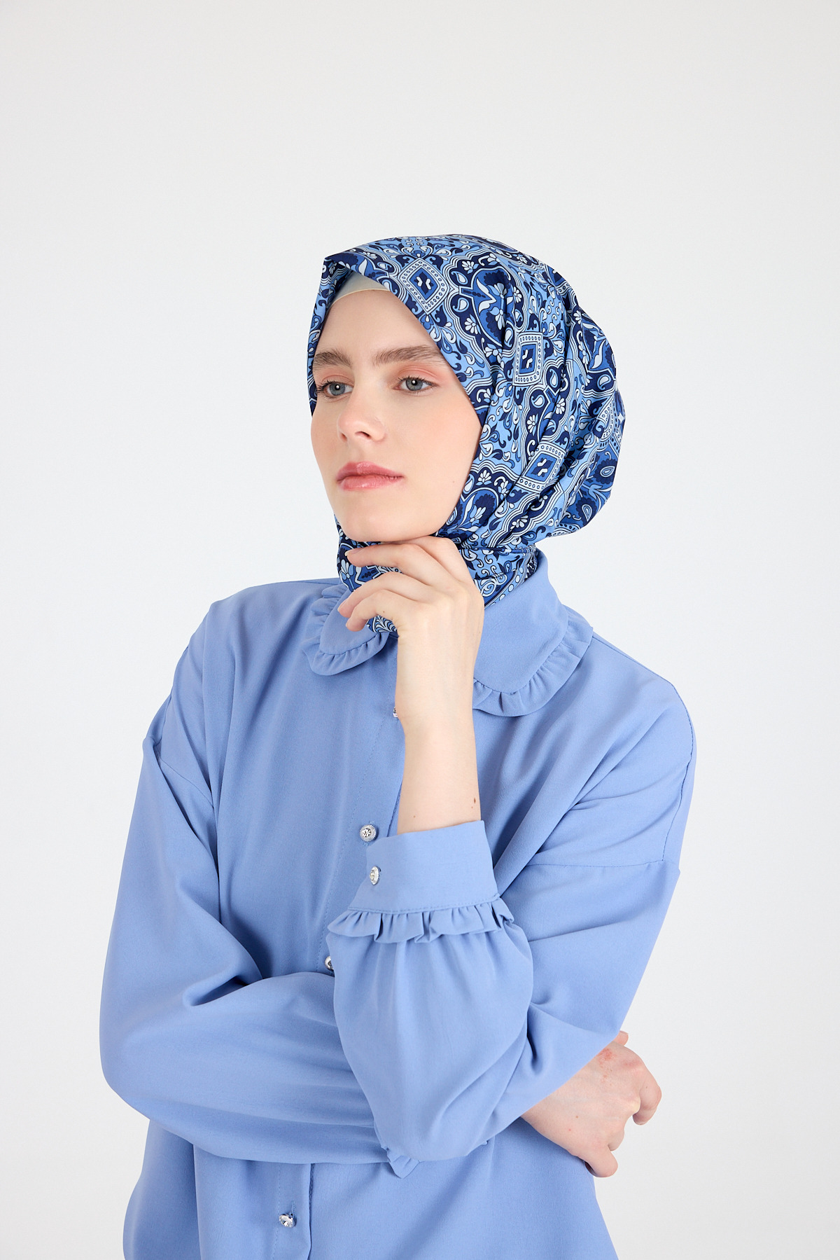 Saks Etnik Desenli Eşarp 3013 - 5