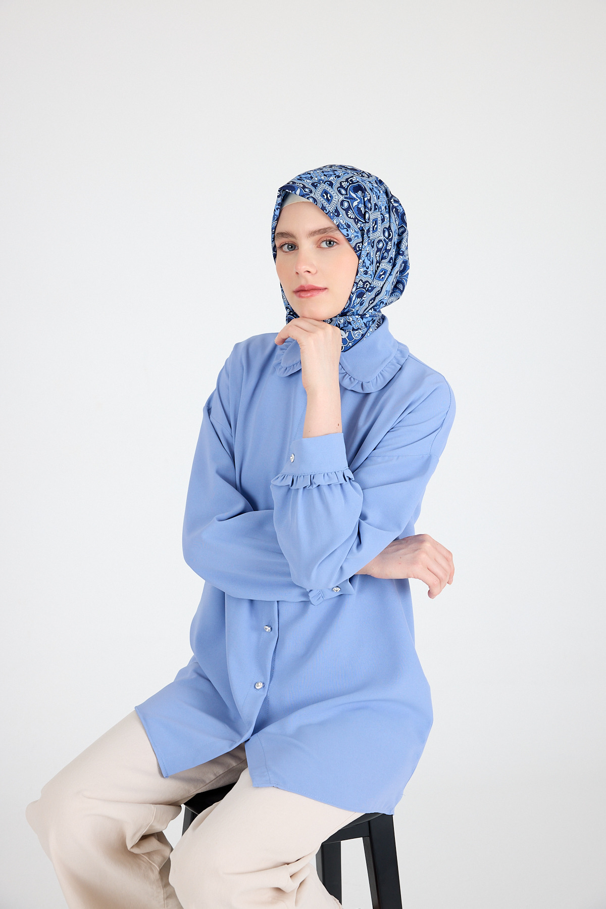 Saks Etnik Desenli Eşarp 3013 - 4