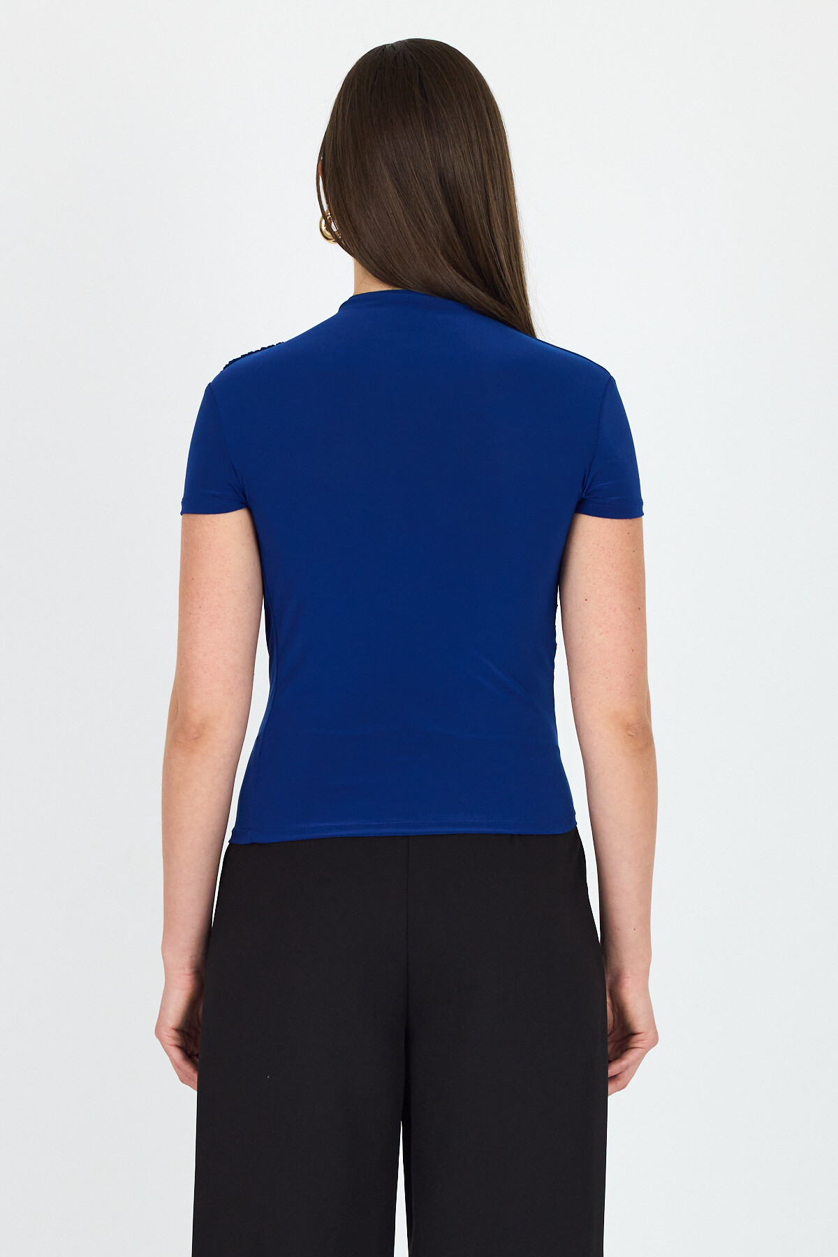 Saks Kısa Kol Büzgülü Sandy Bluz 2417 - 5