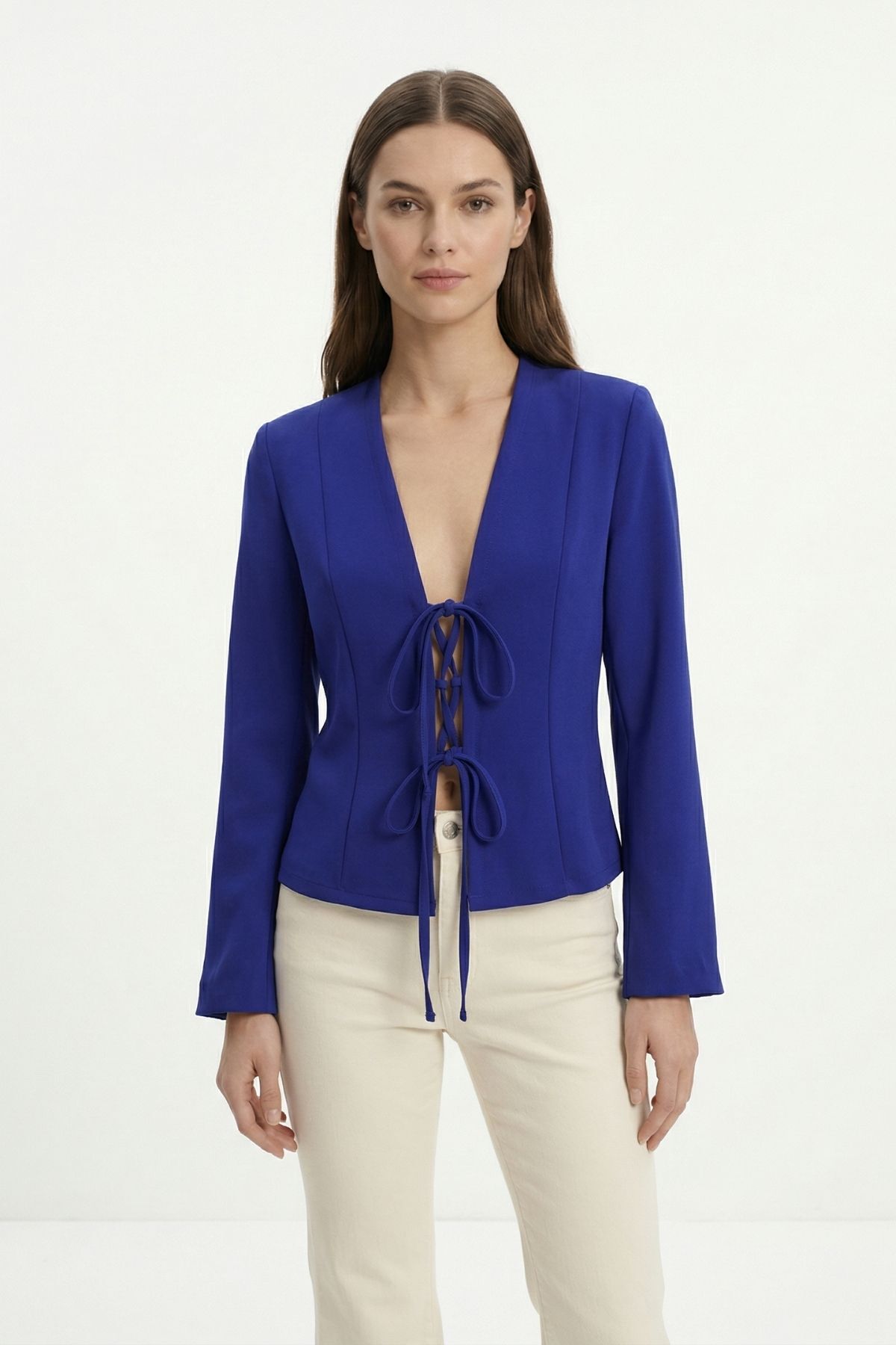 Saks Pileli Bağlamalı Hırka 8142 - RAYS