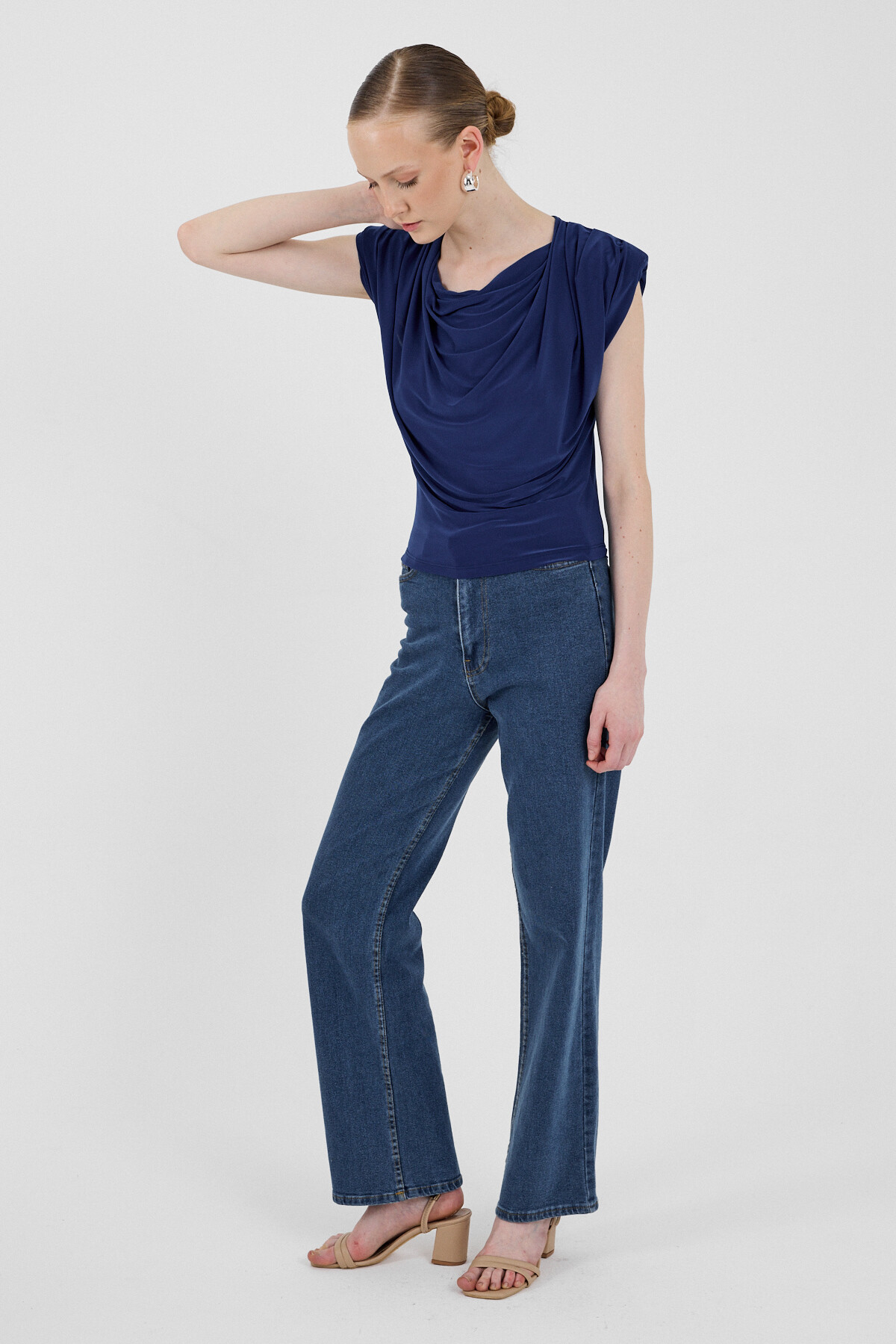 Saks Vatkalı Degaje Yaka Bluz 2509 - 3