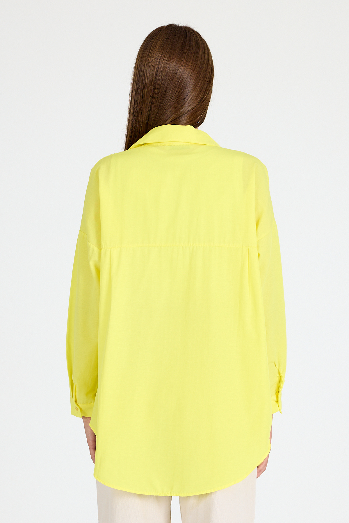 Sarı Çift Cepli Oversize Uzun Basic Gömlek TCR 6256A - 5