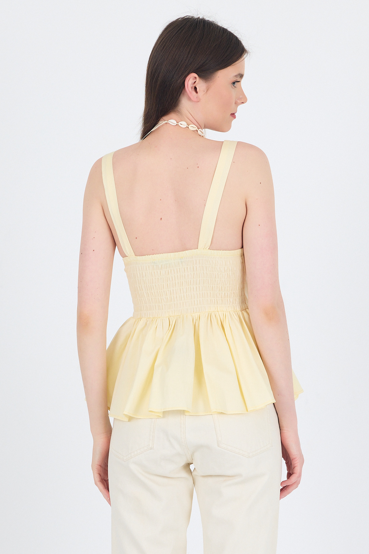 Sarı Kare Yaka Balon Bluz 6889 - 5