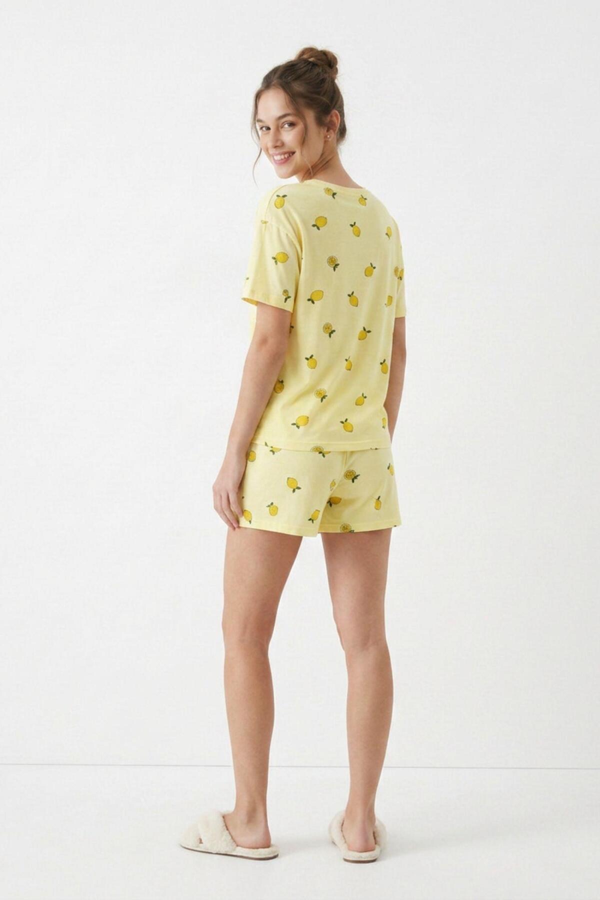 Limon Desen Pointel Pijama Takımı 5267 Sarı - RAYS