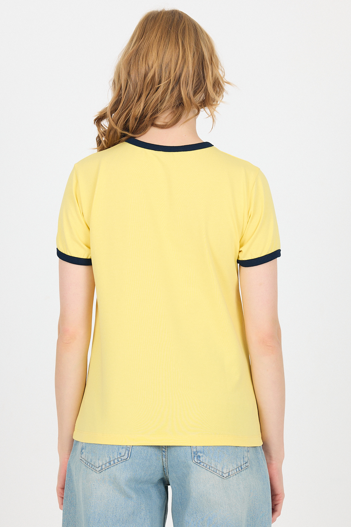 Sarı Yazı Baskılı Regular Fit Ribana Detaylı Tişört 6325 - 5