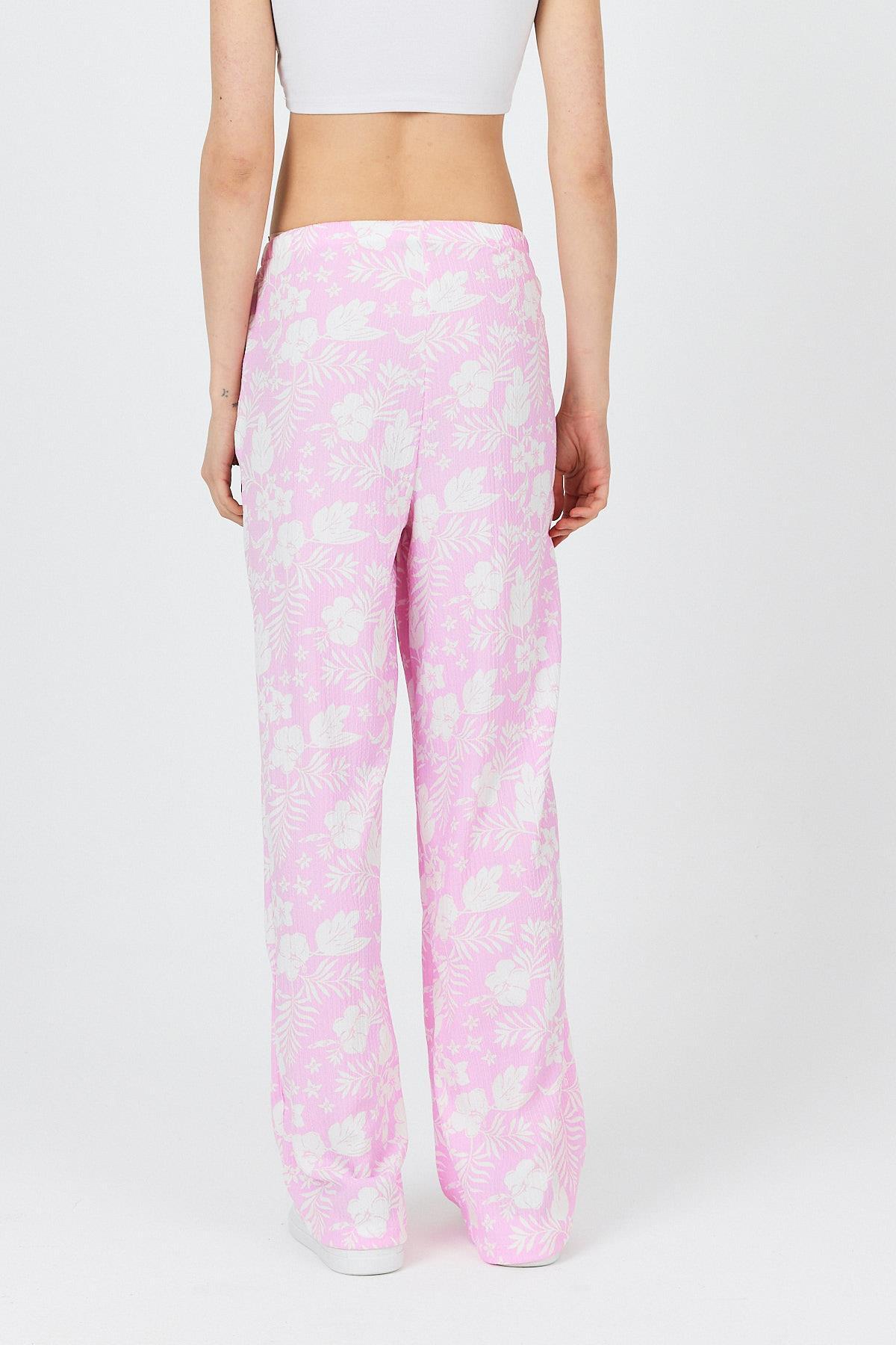 Şeker Pembe Bel Lastikli Desenli Pantolon 4725A - 5
