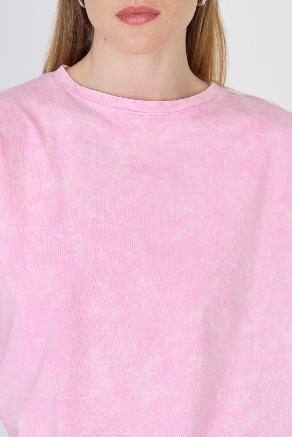 Şeker Pembe Yıkamalı Oversize Basic Tişört 253014 - RAYS