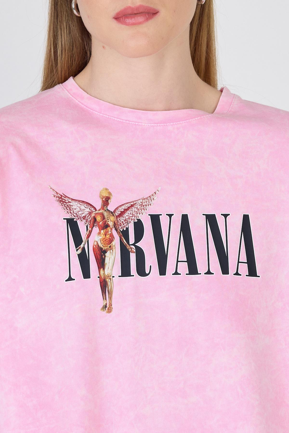 Şeker Pembe Yıkamalı Yazı Baskılı Tişört 253020 - RAYS