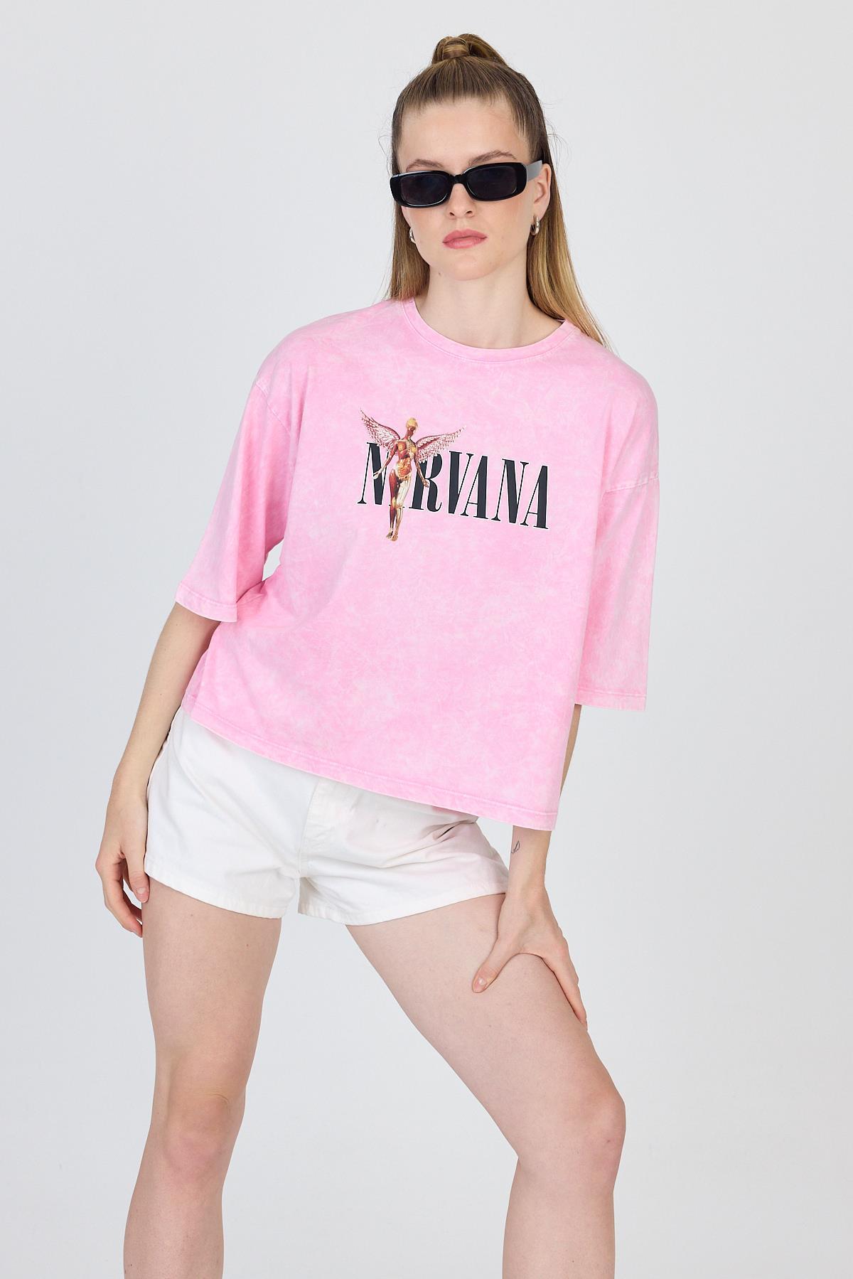 Şeker Pembe Yıkamalı Yazı Baskılı Tişört 253020 - 3