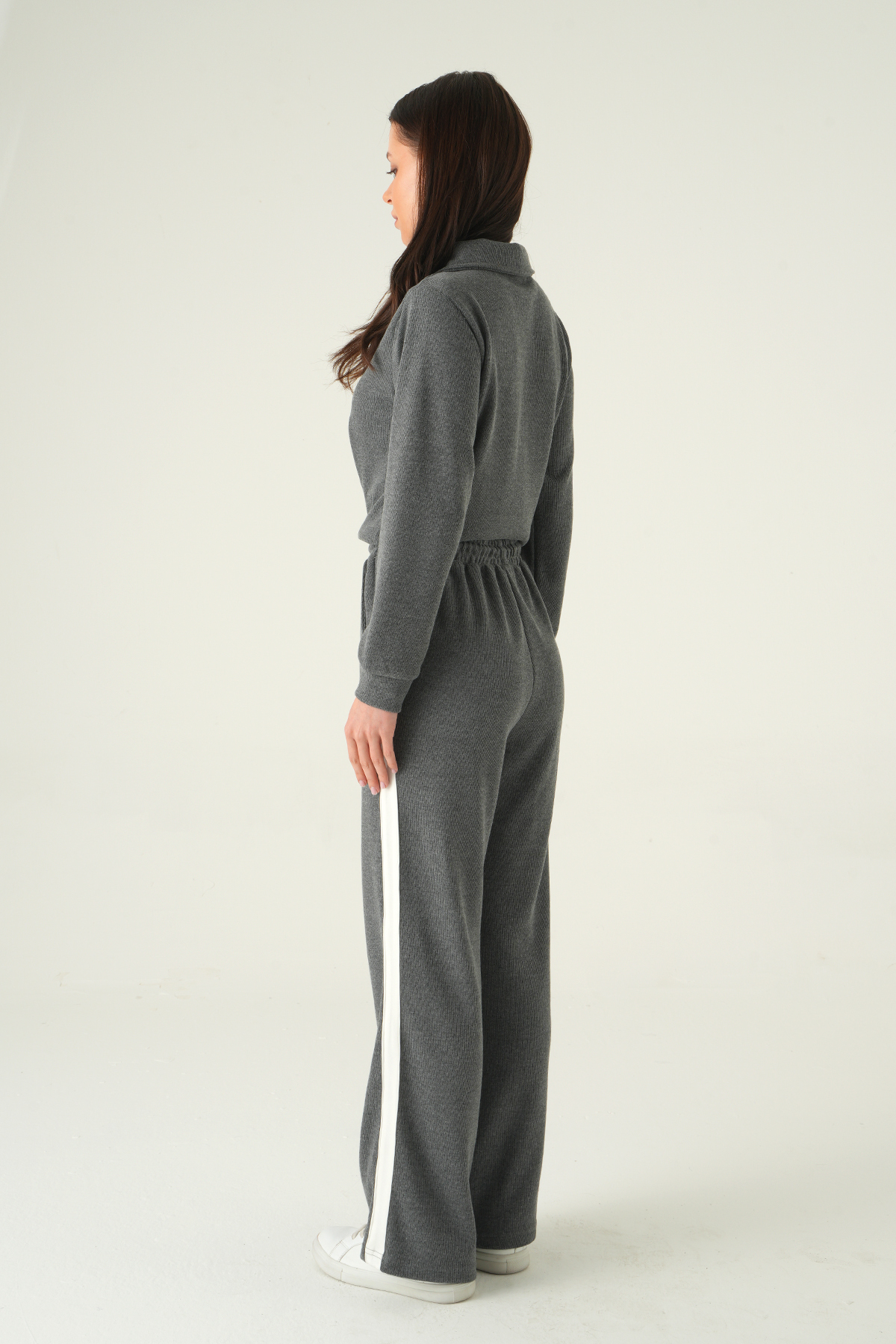 Şeritli Hırka Pantolon Takım Antrasit 3085A - 5